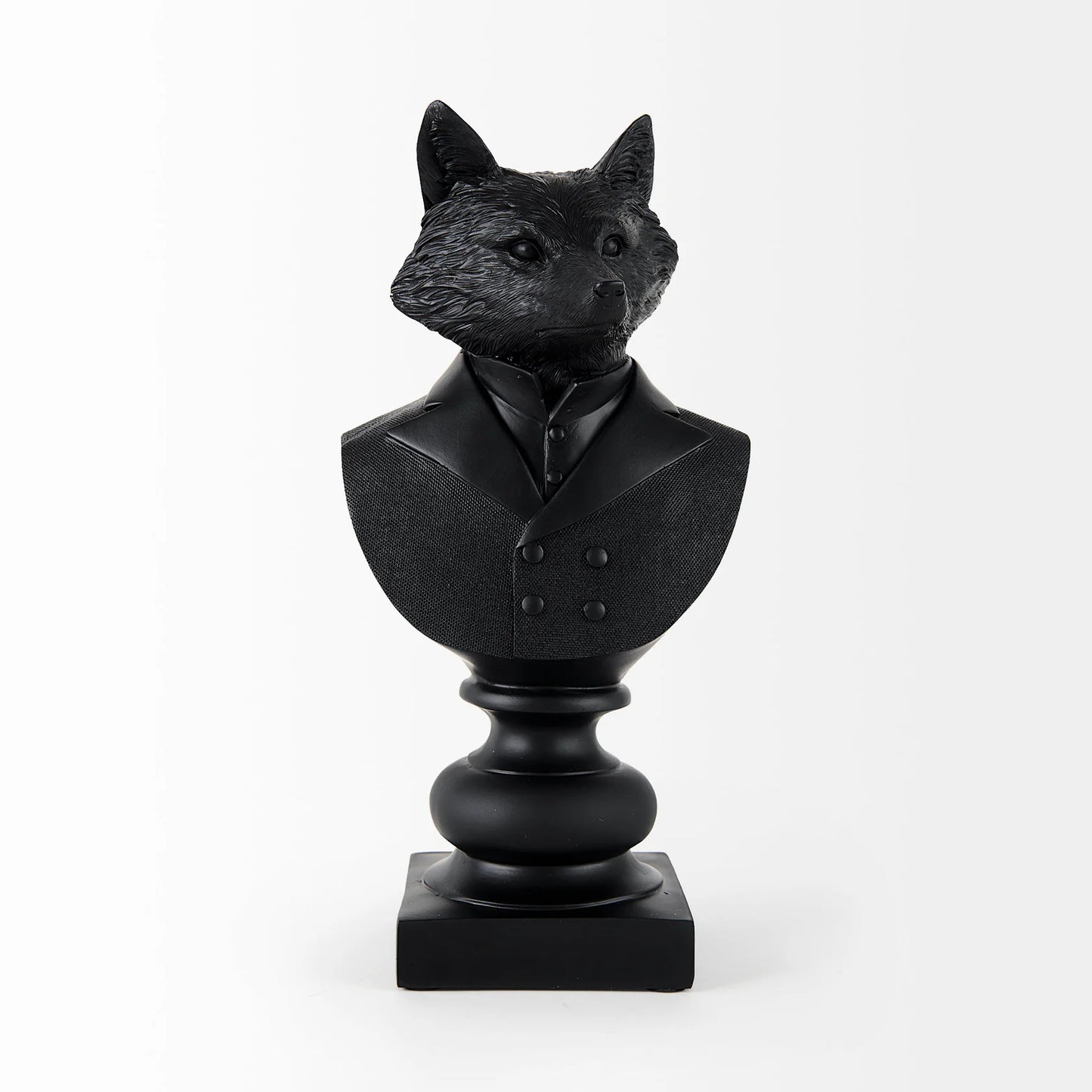 Murray Decorative Resin Fox Bust – Chic 13" Matte Black Sculpture for Elegant Home Décor