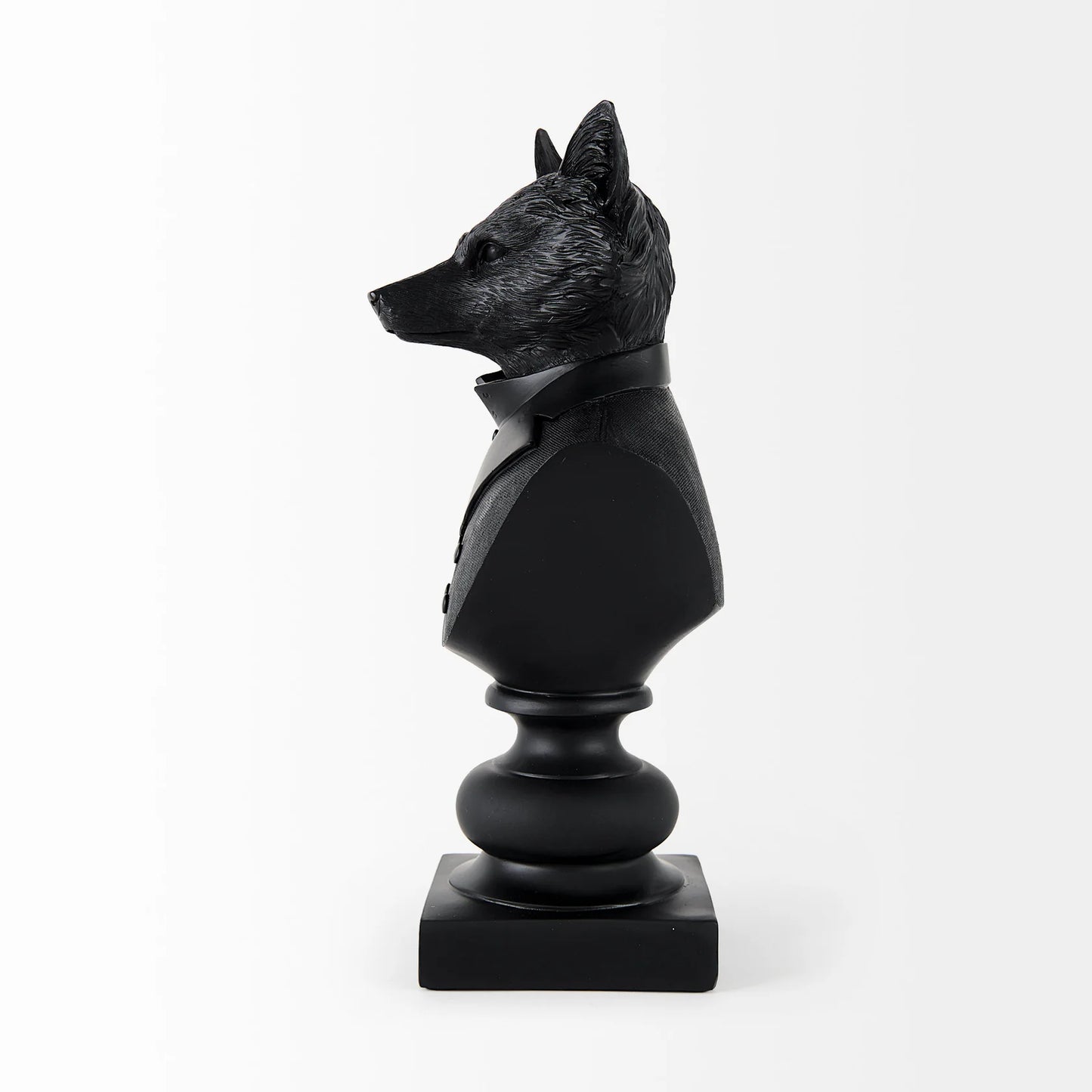 Murray Decorative Resin Fox Bust – Chic 13" Matte Black Sculpture for Elegant Home Décor