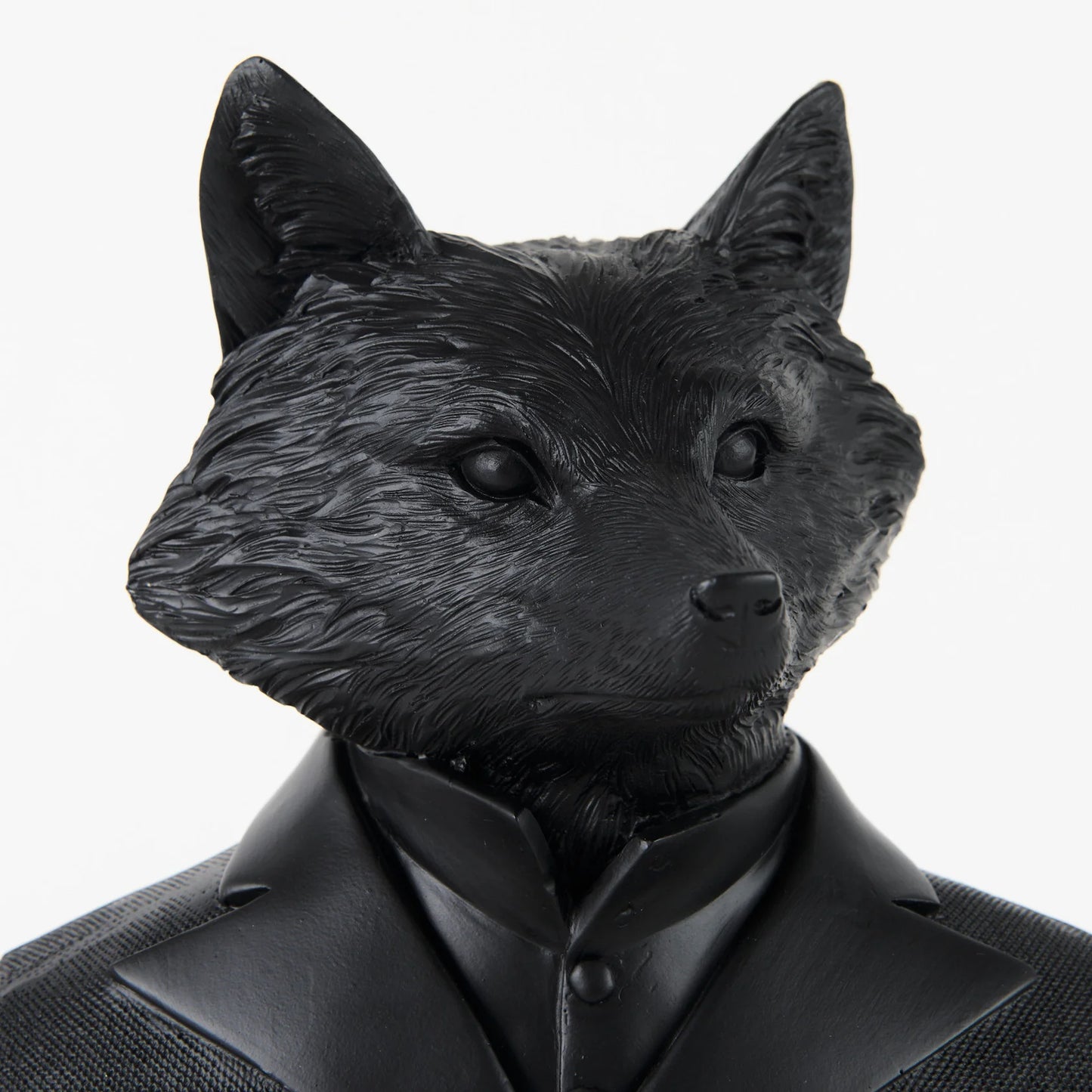 Murray Decorative Resin Fox Bust – Chic 13" Matte Black Sculpture for Elegant Home Décor