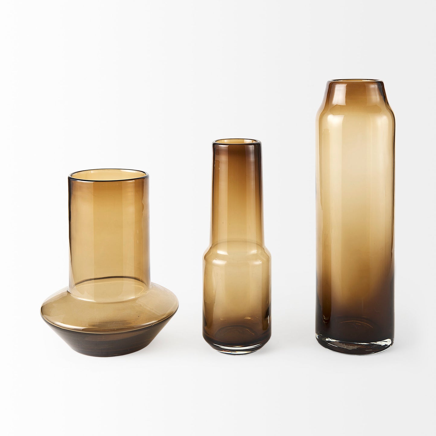 Amrita Premium Golden Brown Glass Vase - Elegant 8.3" Square Design for Home Decor & Gifts