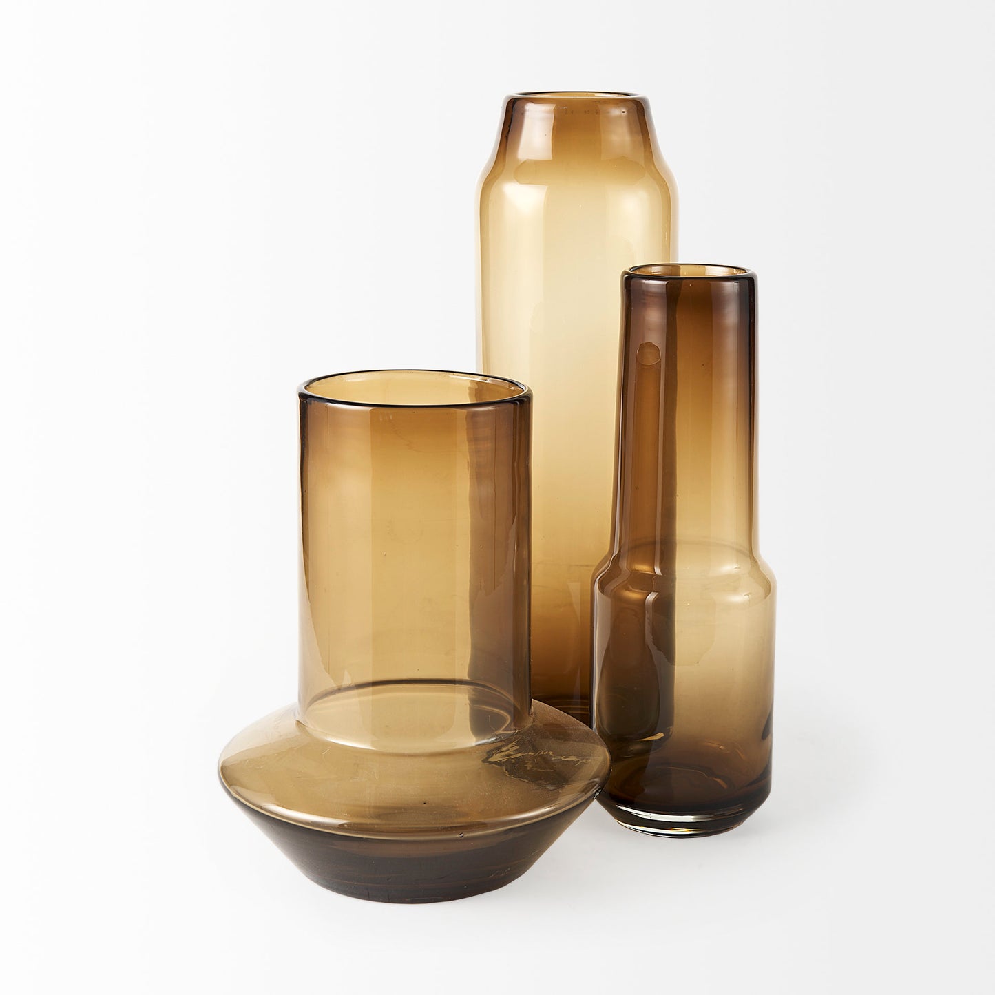 Amrita Premium Golden Brown Glass Vase - Elegant 8.3" Square Design for Home Decor & Gifts