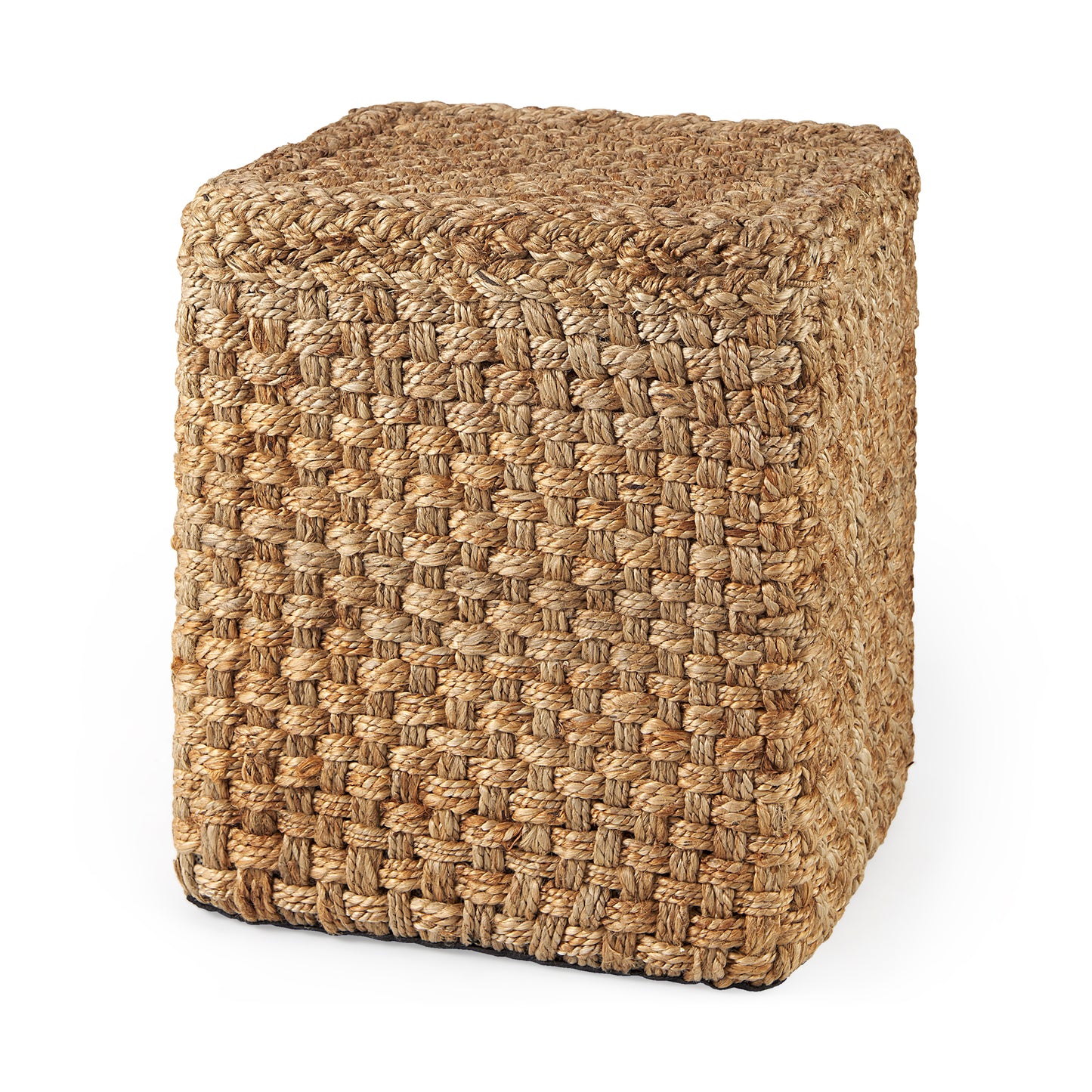 Aylin 16.5" Brown Jute Pouf – Square Handwoven Ottoman