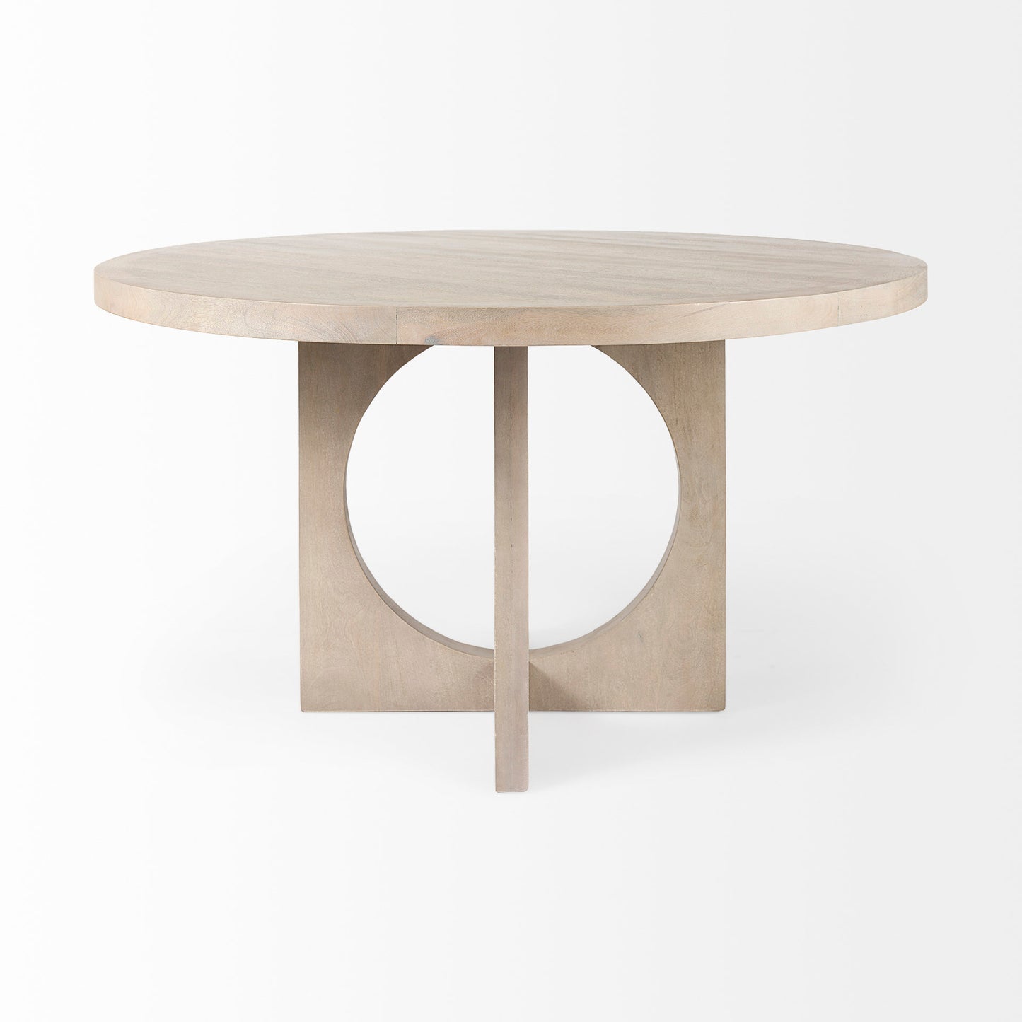 Liesl Barely Gray Finished Wood Dining Table with Circular Top for a Modern and Elegant Dining Experience