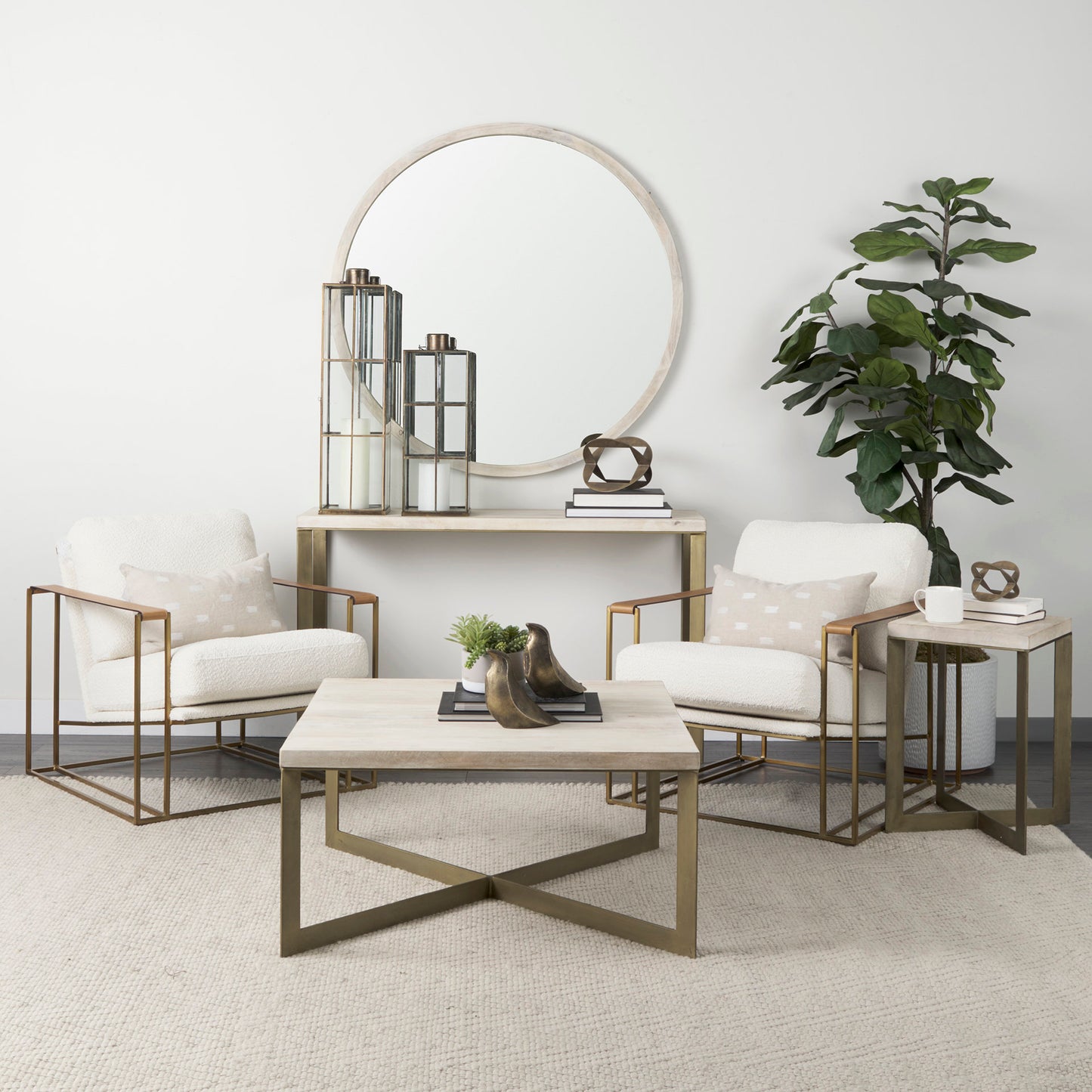 Watson Cream Fabric Wrap with Gold Metal Frame Accent Chair - Elegant and Contemporary Seating Option
