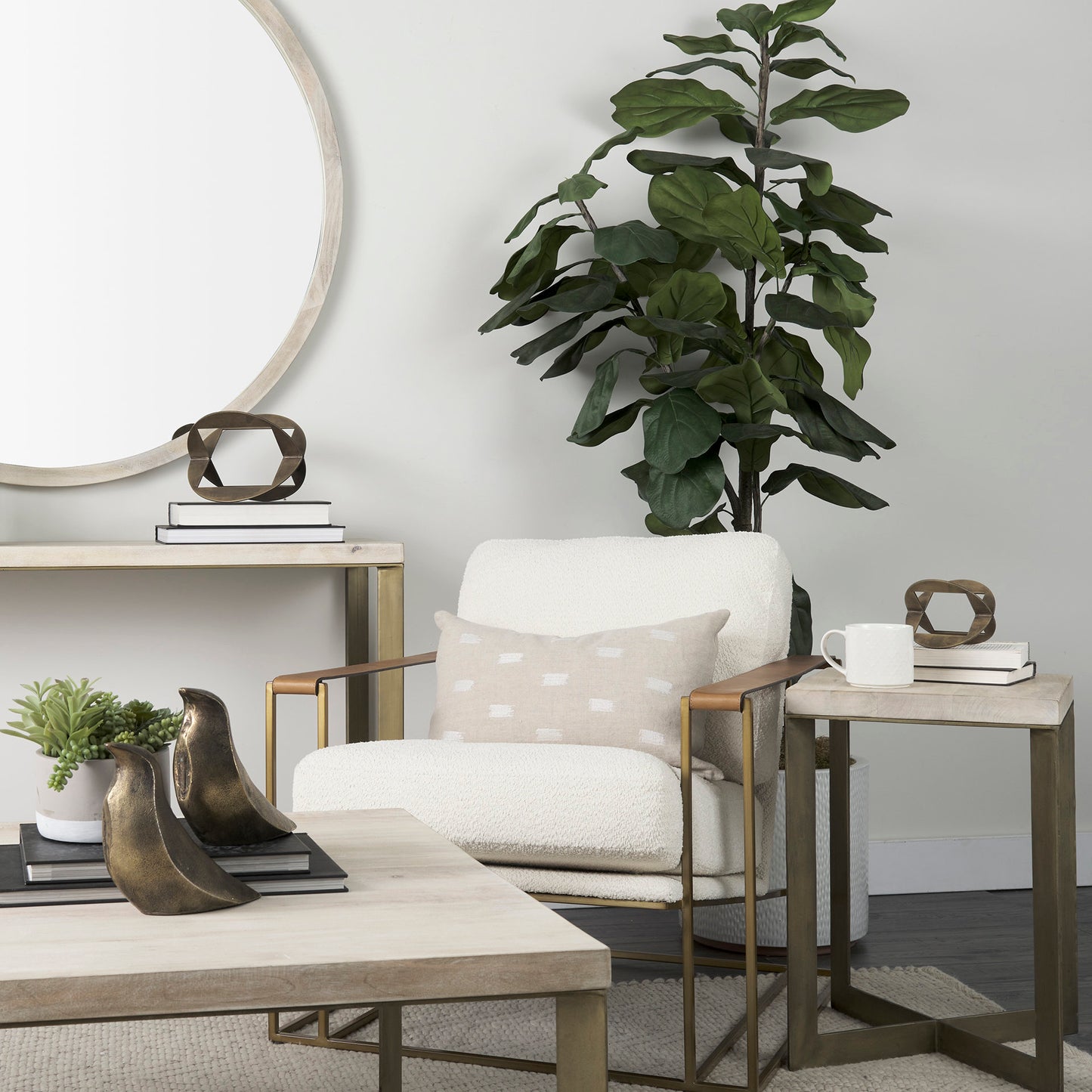 Watson Cream Fabric Wrap with Gold Metal Frame Accent Chair - Elegant and Contemporary Seating Option