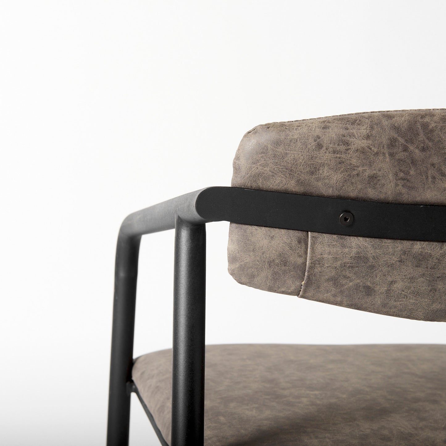Langston Brown Faux-Leather Seat Dining Chair with Black Iron Frame - Set of 2, Modern and Durable Seating