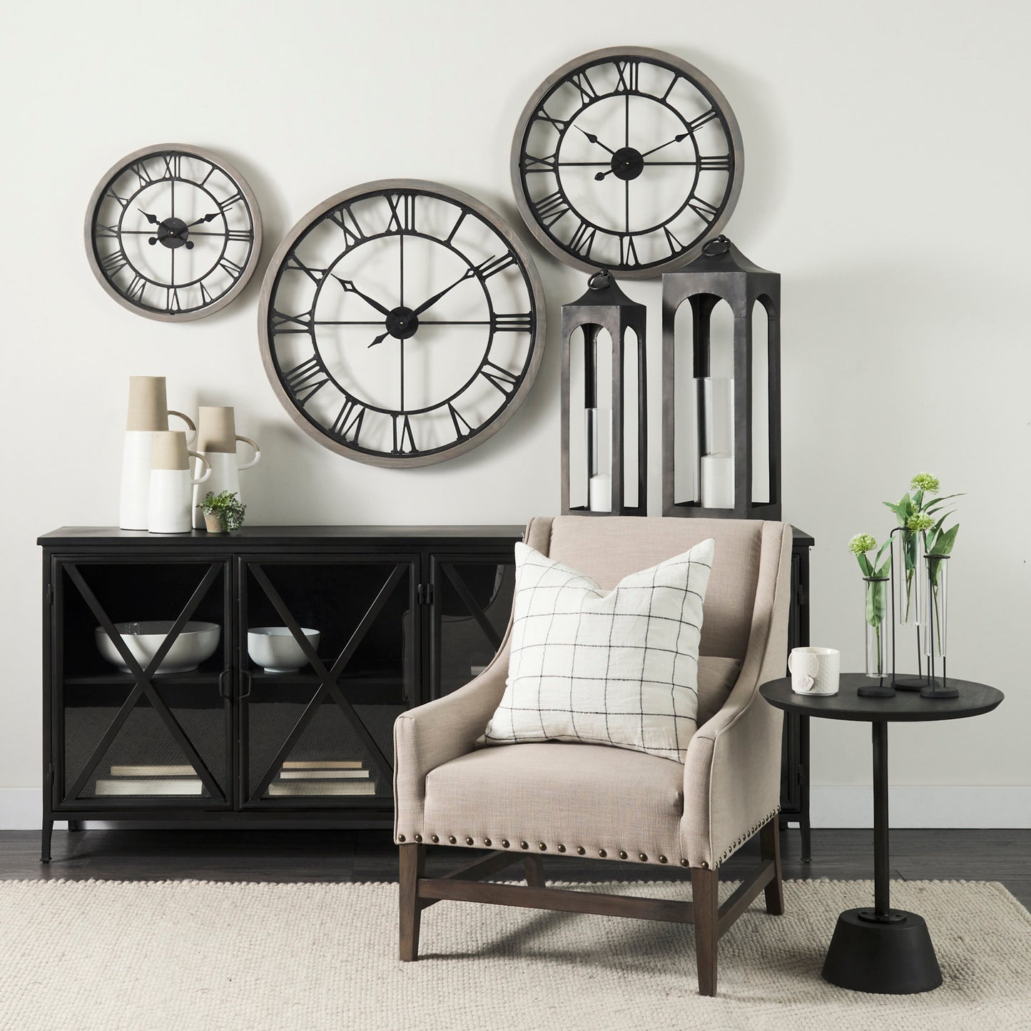 Poppy I Black Metal Sideboard with Glass Doors for a Modern and Chic Storage Solution