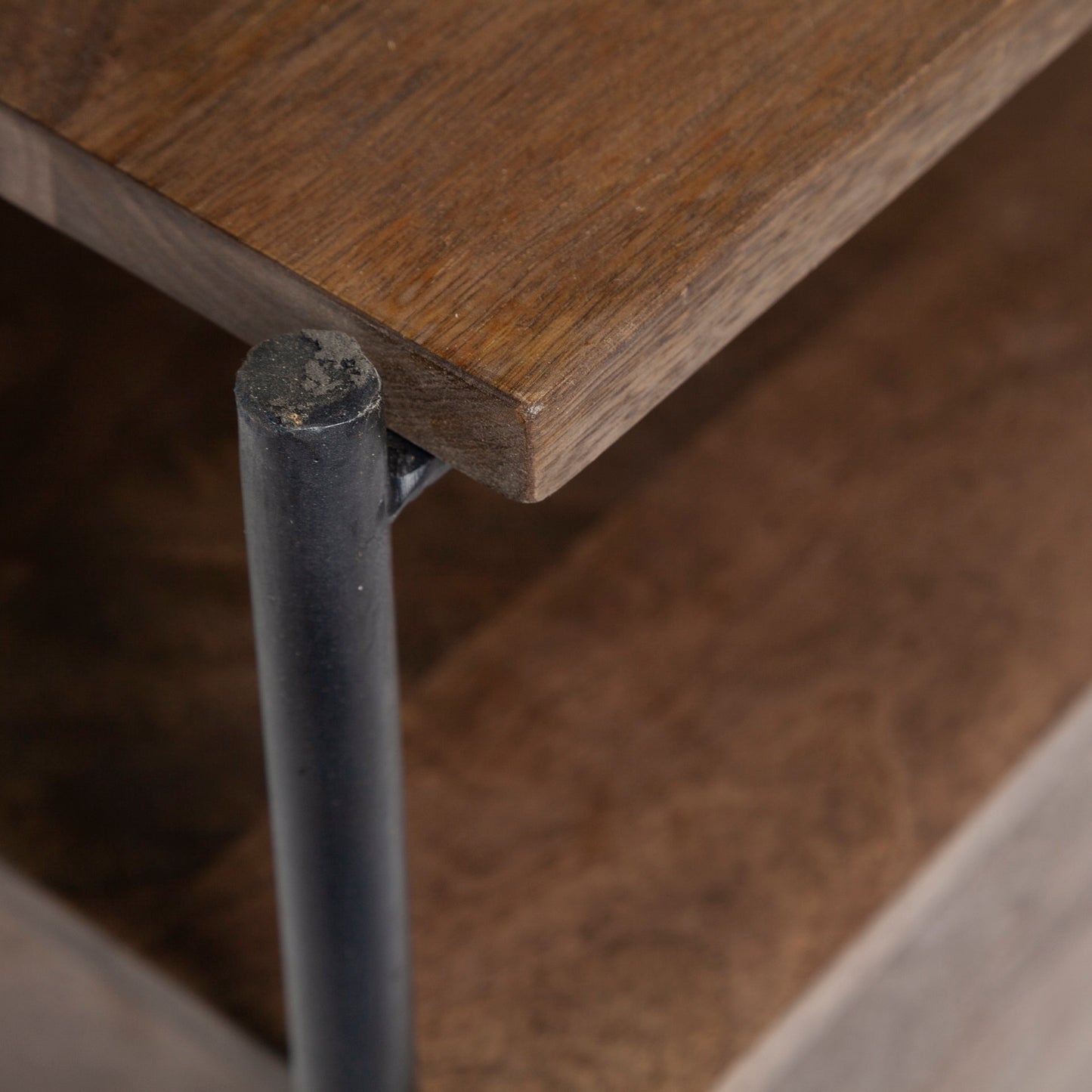 Glenn Dark Brown Wood & Black Iron Frame Square End Table