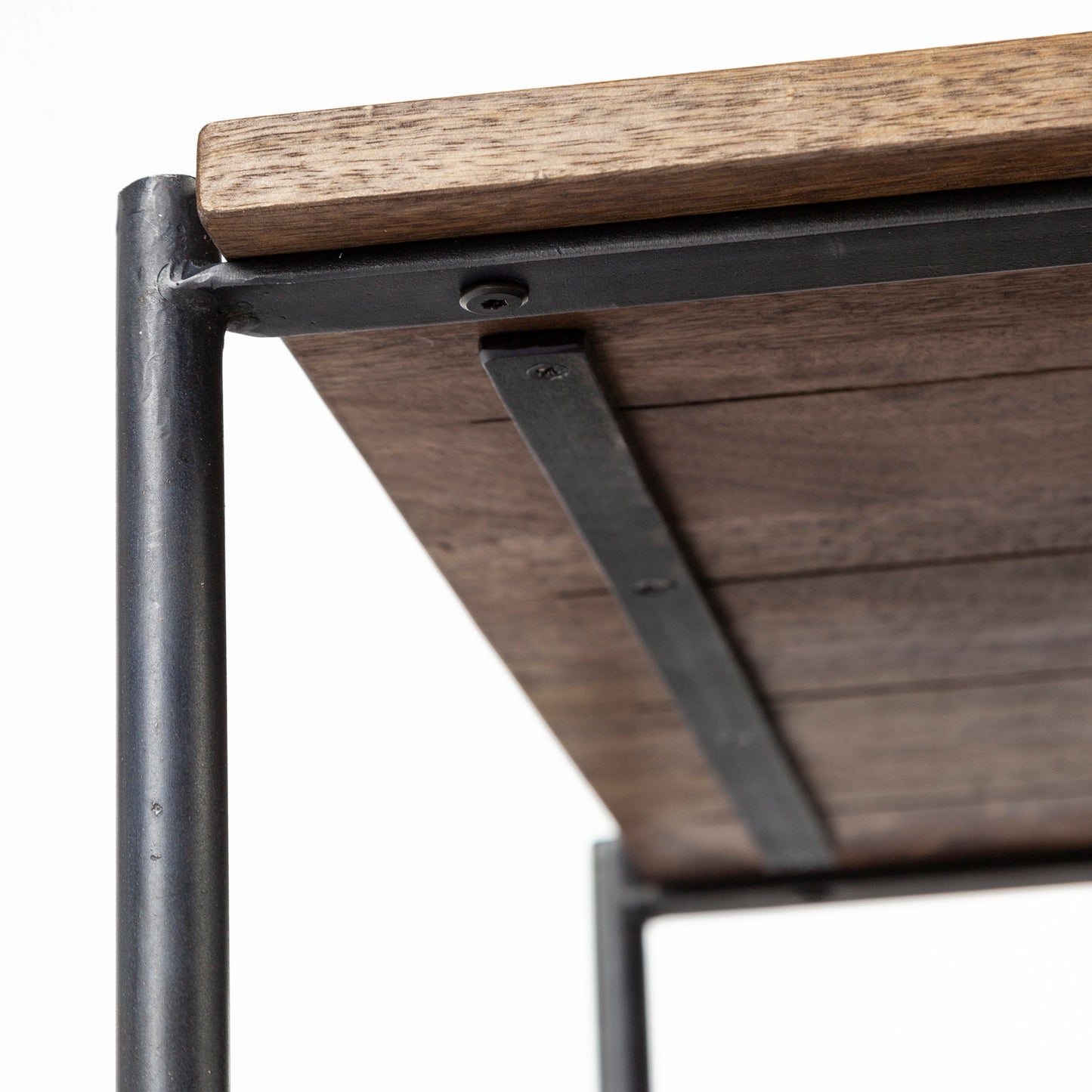 Glenn Dark Brown Wood & Black Iron Frame Square End Table