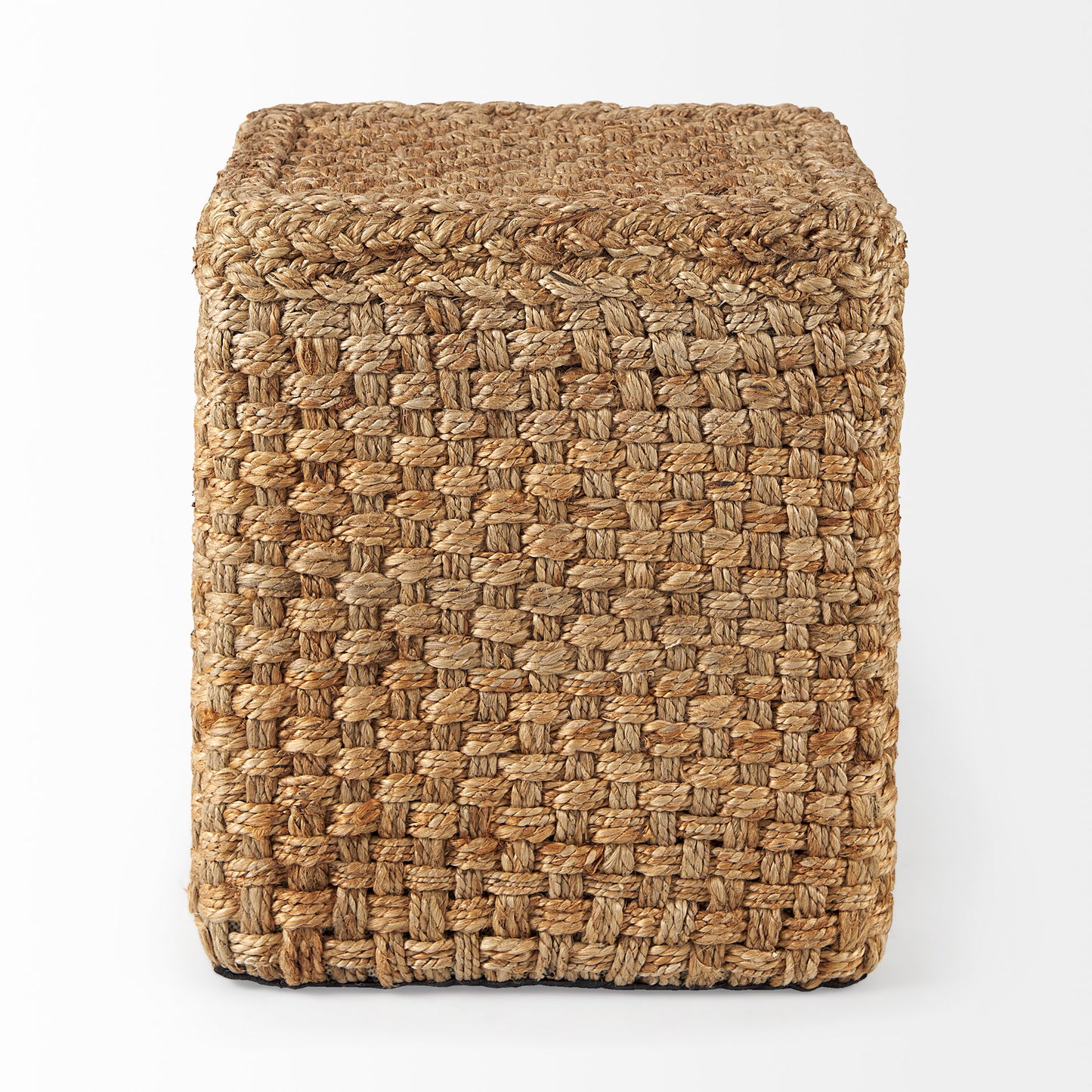 Aylin 16.5" Brown Jute Pouf – Square Handwoven Ottoman
