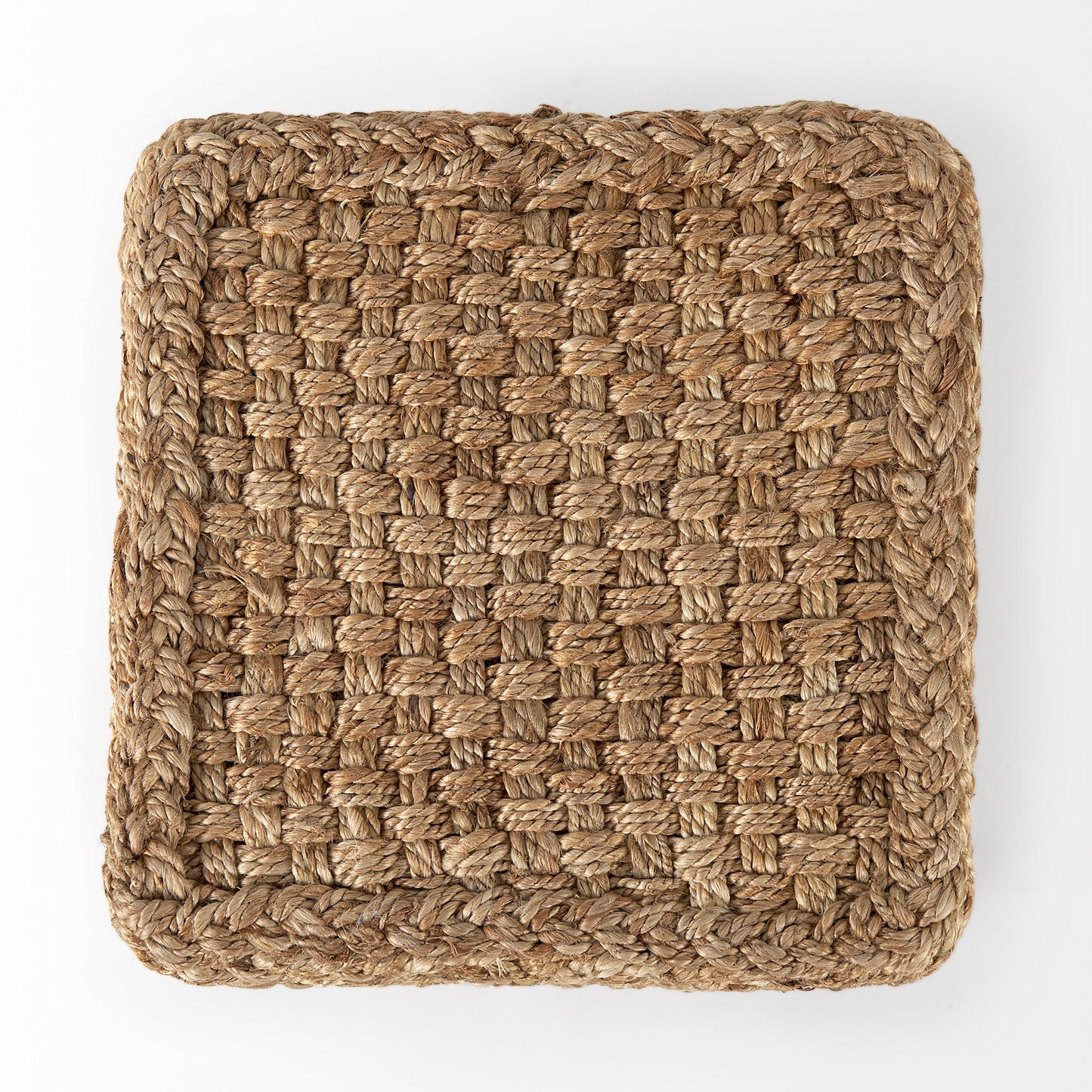 Aylin 16.5" Brown Jute Pouf – Square Handwoven Ottoman