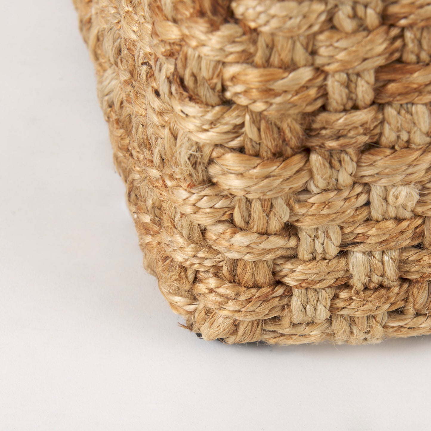 Aylin 16.5" Brown Jute Pouf – Square Handwoven Ottoman