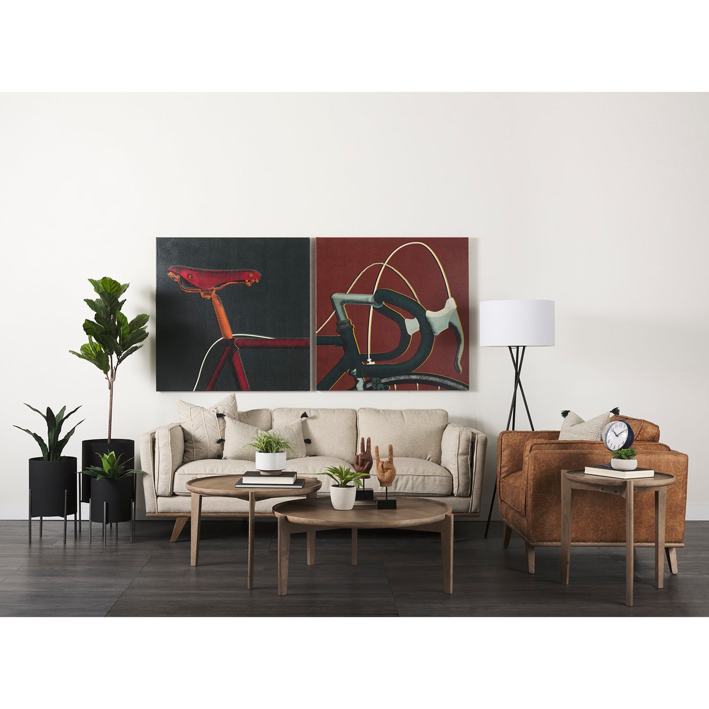 Cleaver Round Brown Solid Wood Nesting Coffee Tables - Set of 2, Versatile and Stylish Living Room Accent