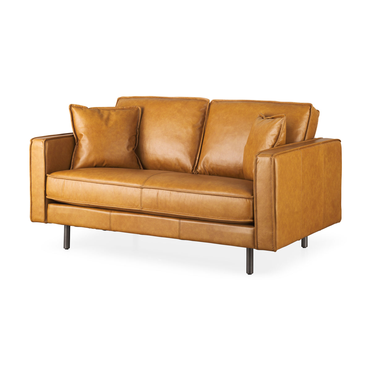Darcy Tan Leather Love Seat