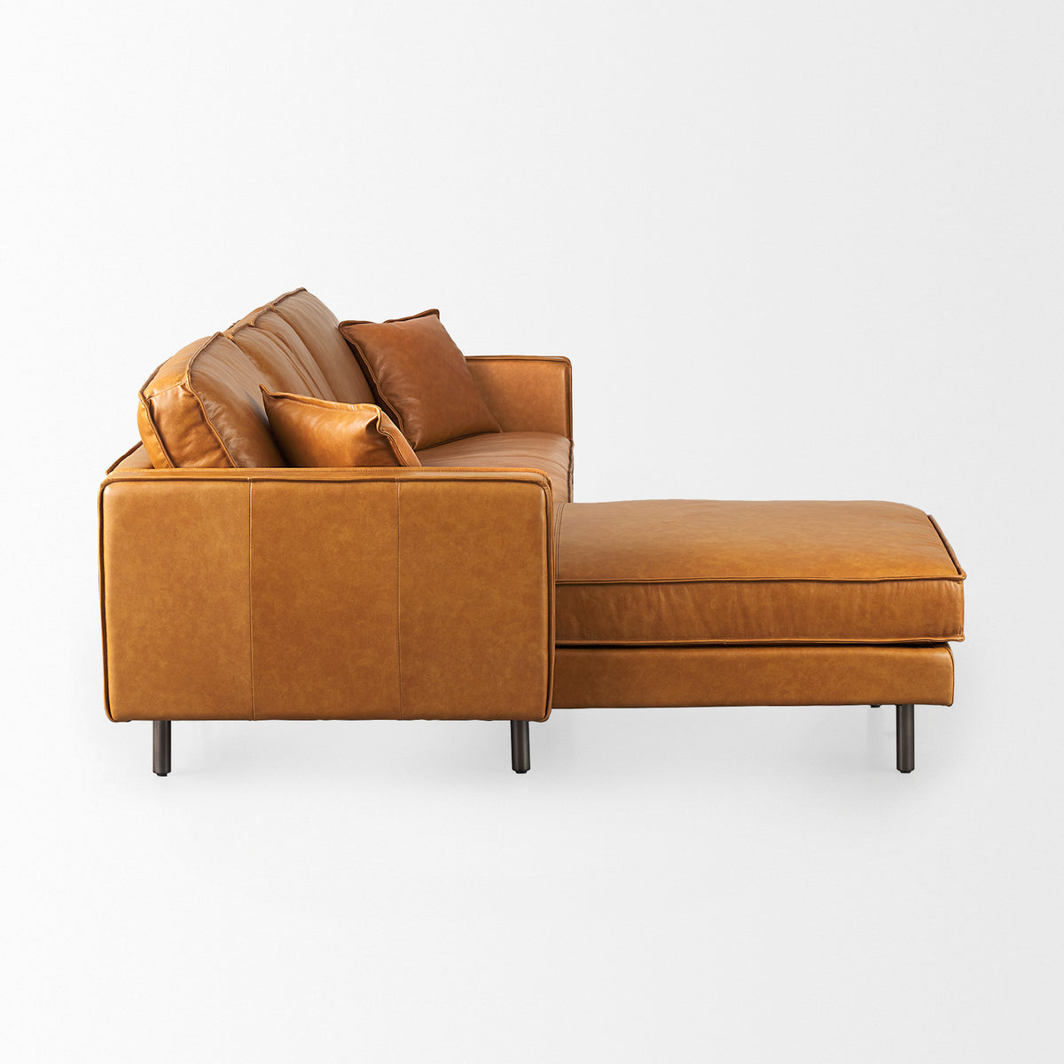 Darcy Tan Leather Chaise Sectional