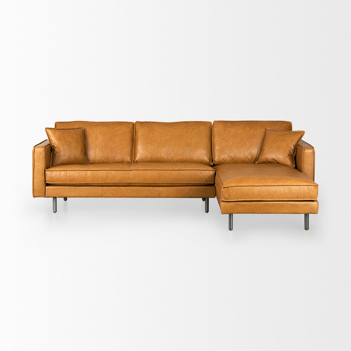 Darcy Tan Leather Chaise Sectional