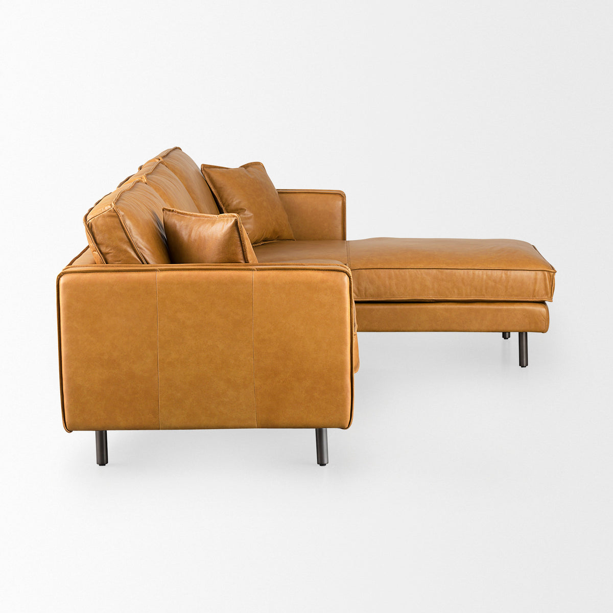 Darcy Tan Leather Chaise Sectional