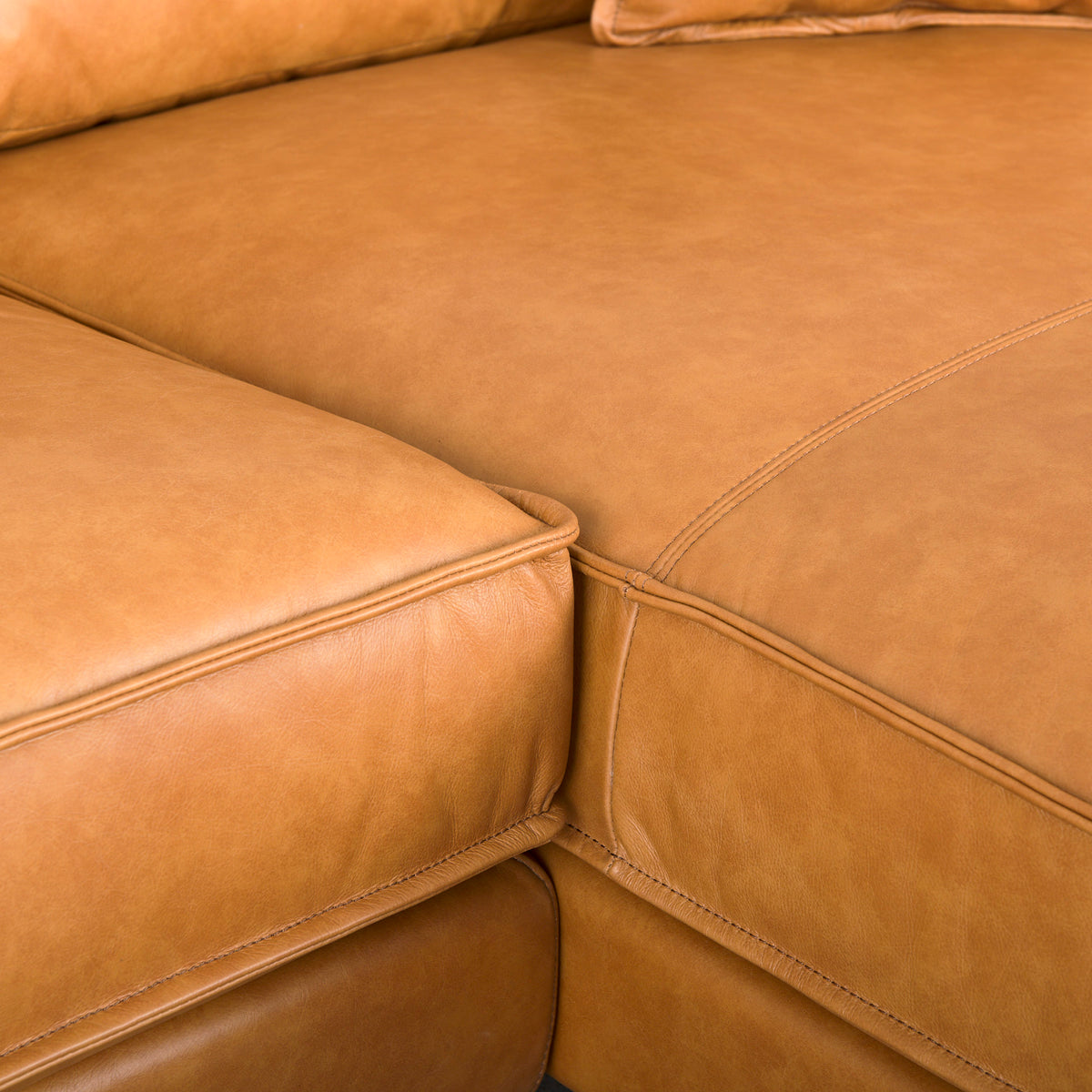 Darcy Tan Leather Chaise Sectional