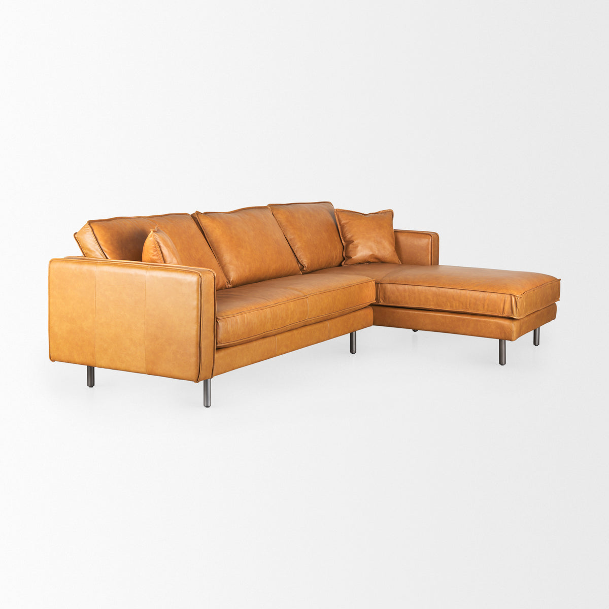 Darcy Tan Leather Chaise Sectional