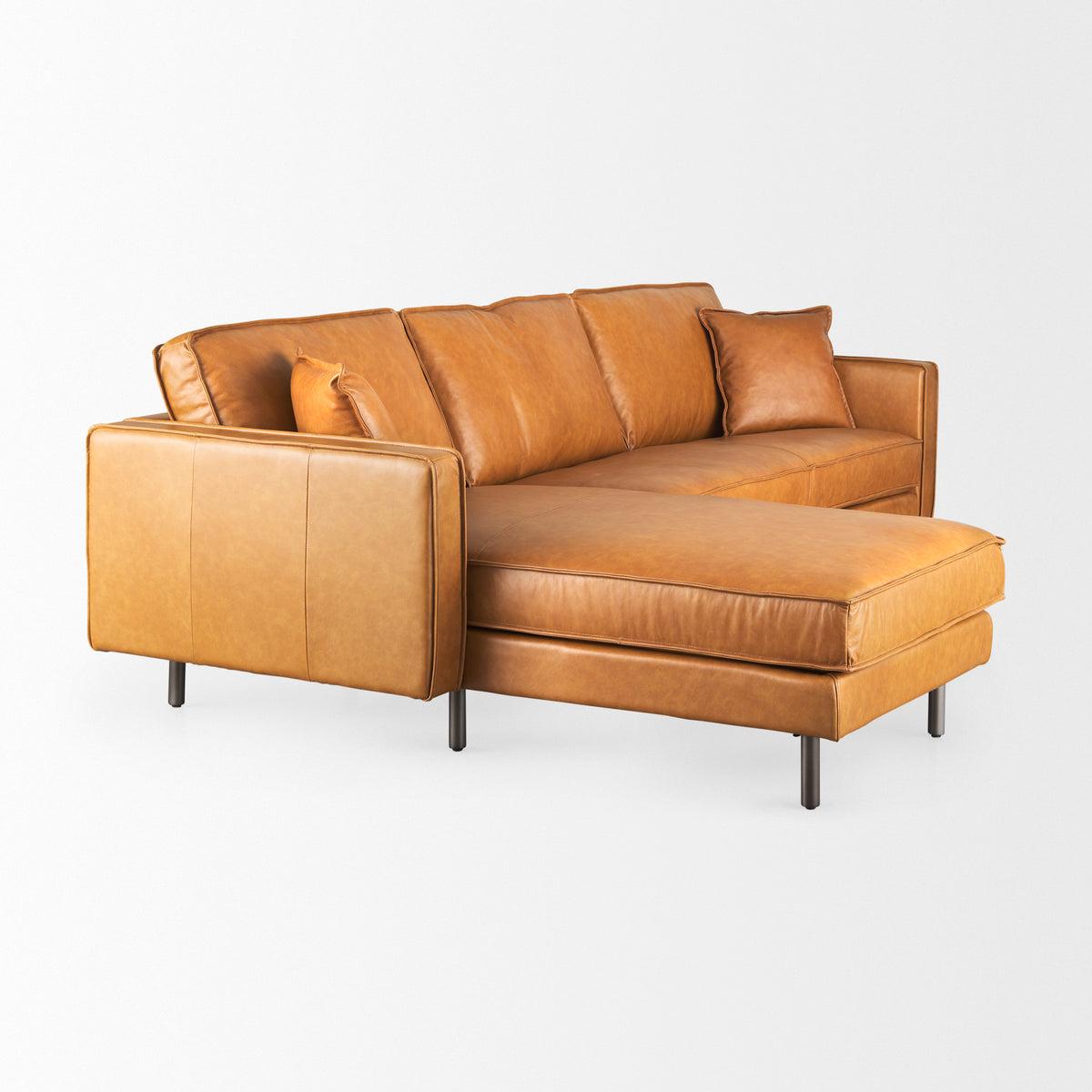 Darcy Tan Leather Chaise Sectional