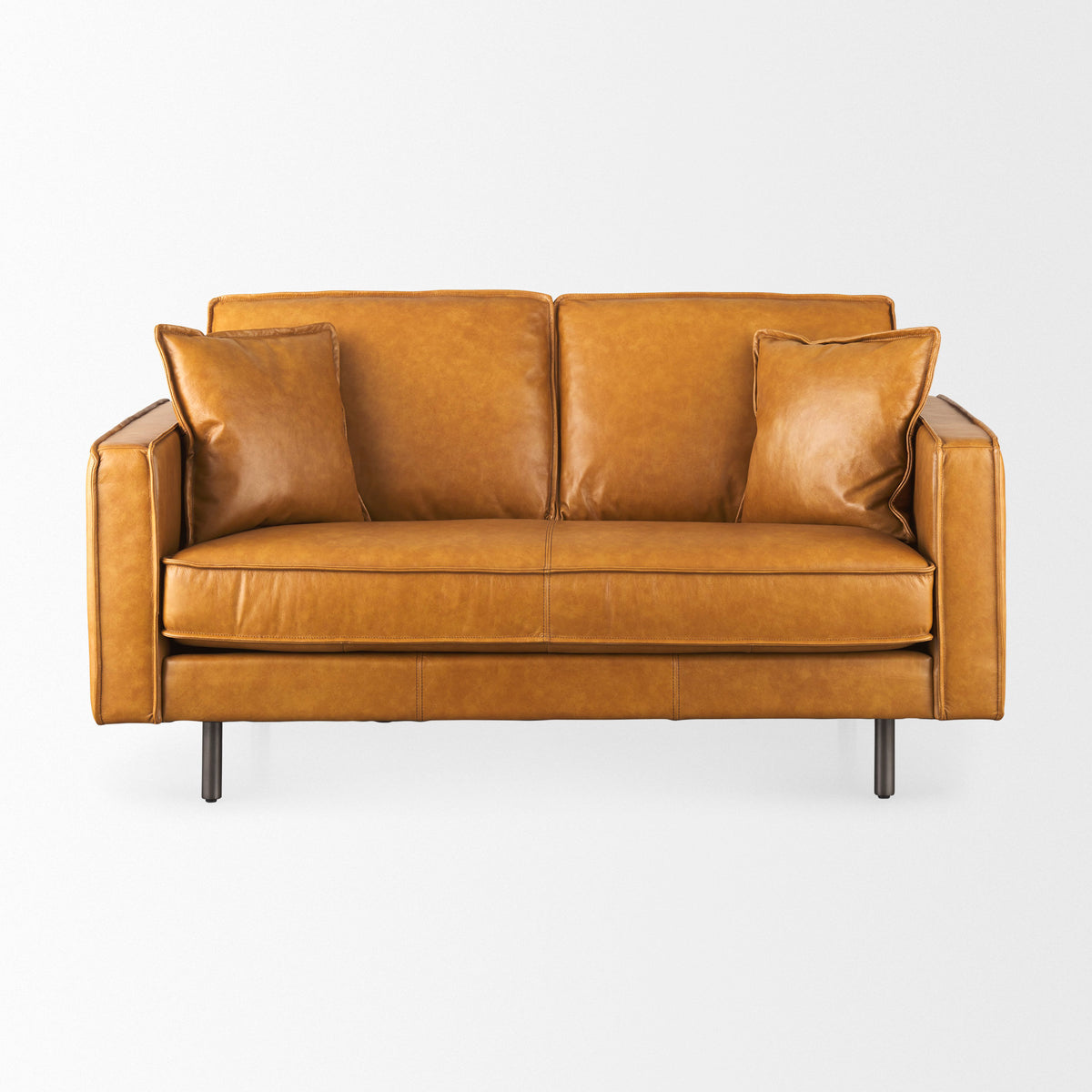 Darcy Tan Leather Love Seat