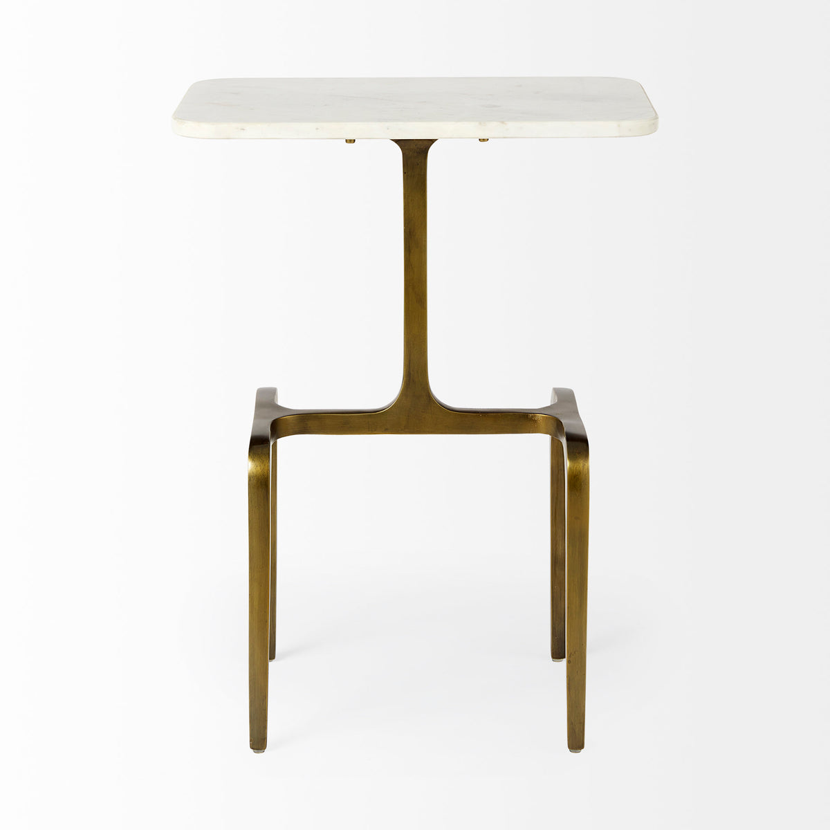 Preston White Marble Top with Gold Metal Accent Table