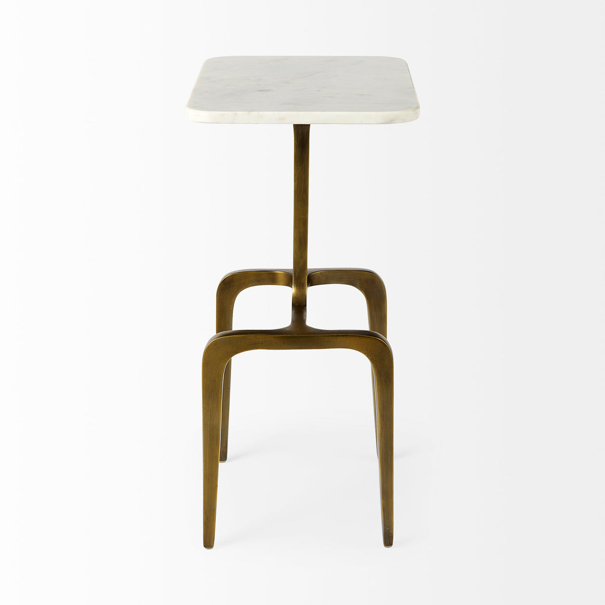 Preston White Marble Top with Gold Metal Accent Table