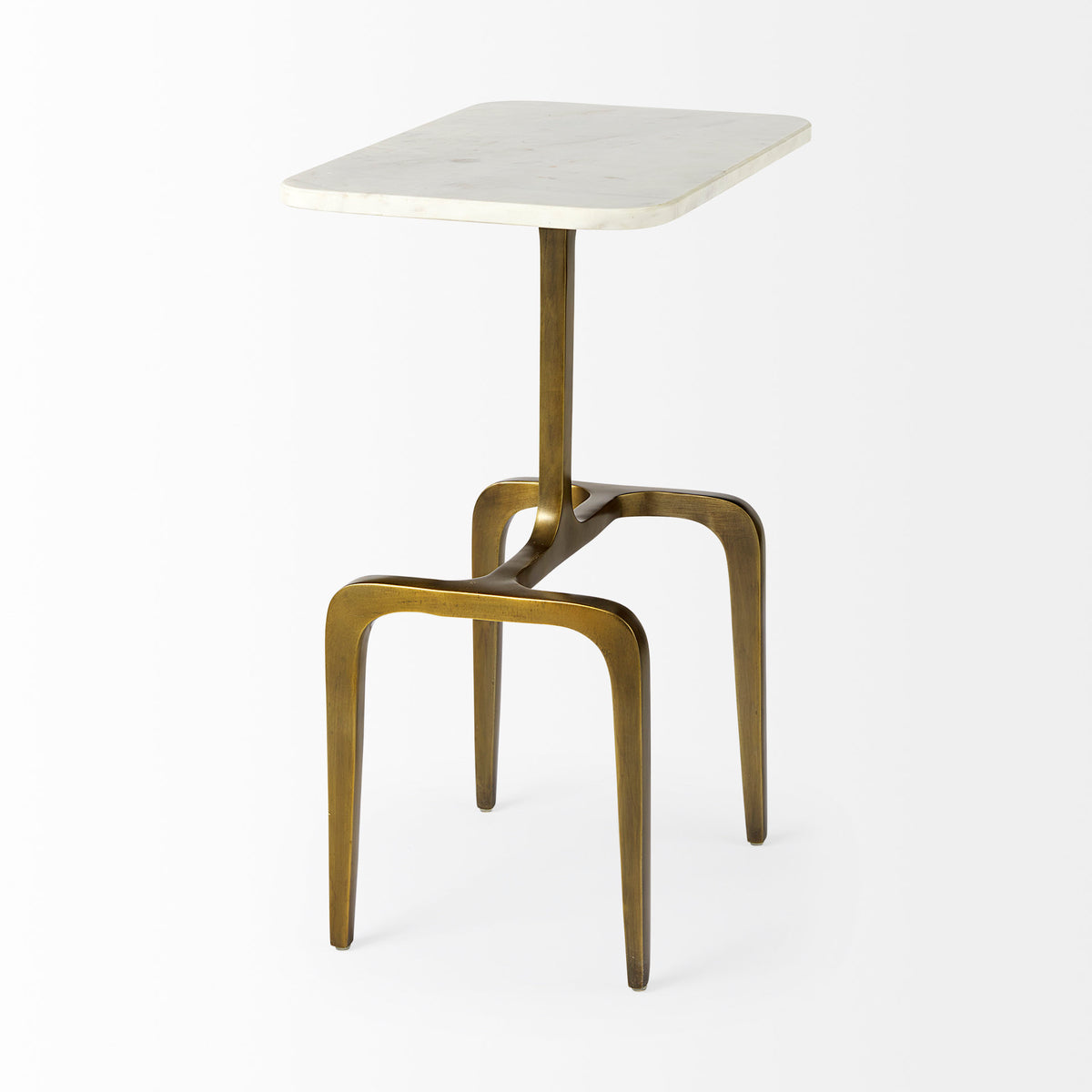 Preston White Marble Top with Gold Metal Accent Table