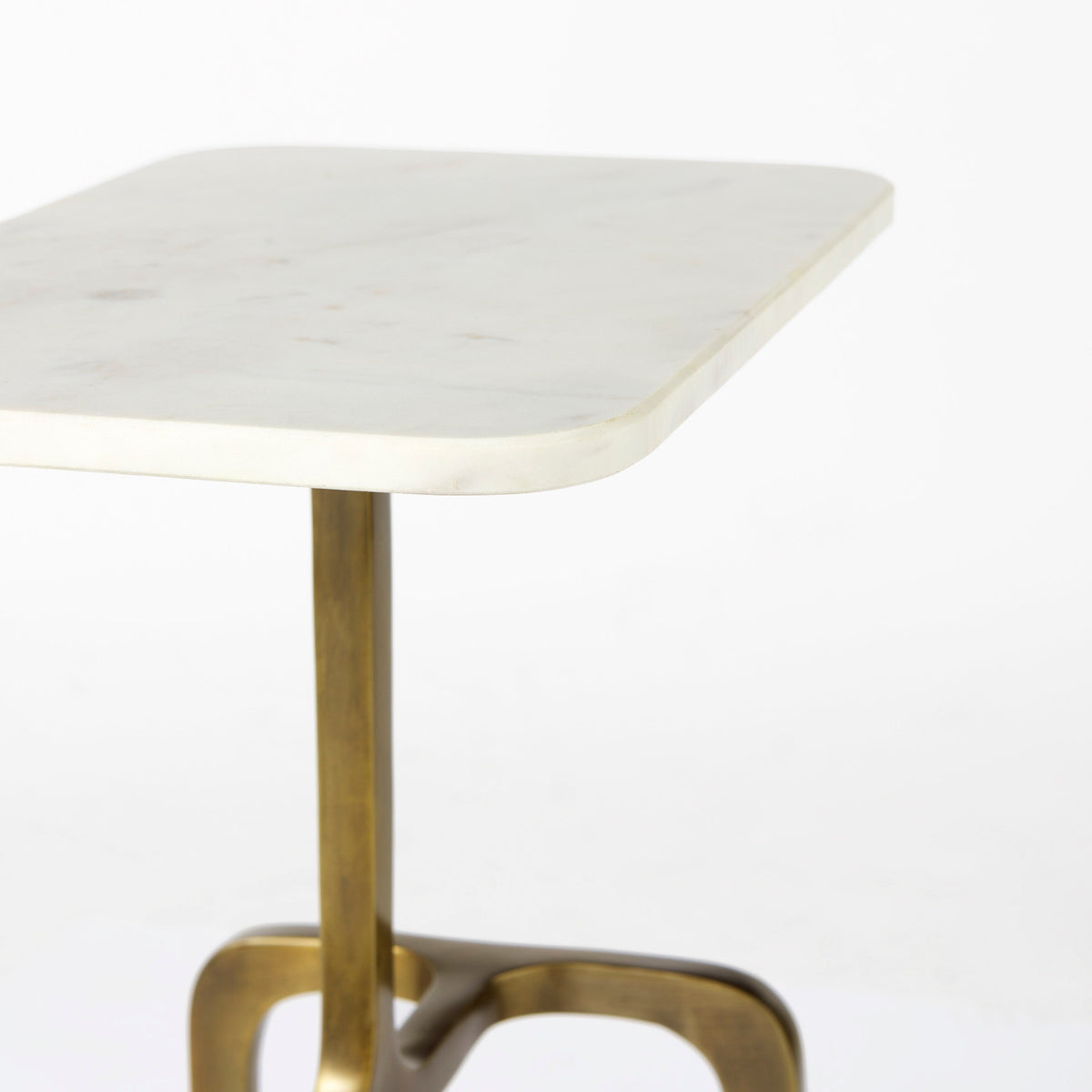 Preston White Marble Top with Gold Metal Accent Table