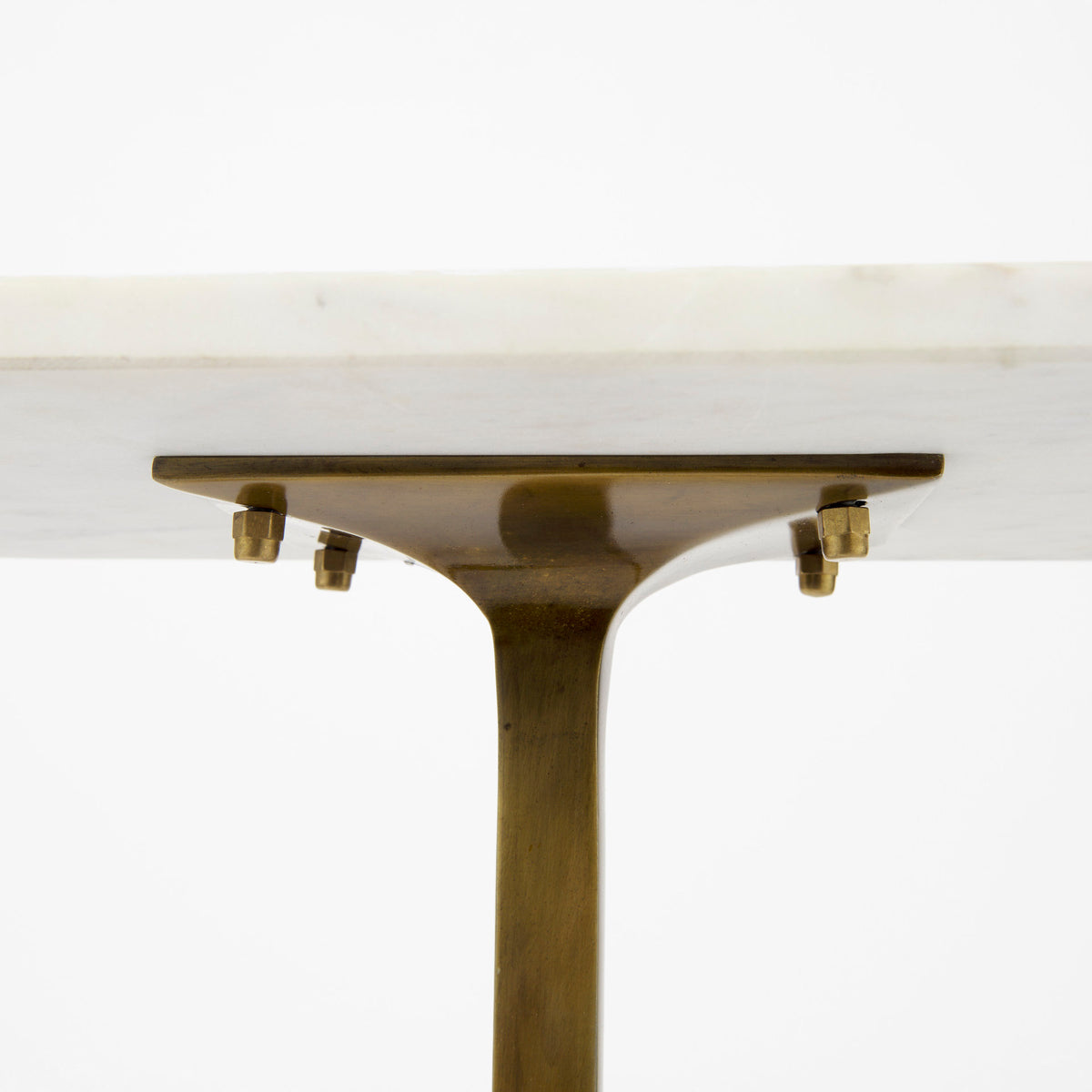 Preston White Marble Top with Gold Metal Accent Table