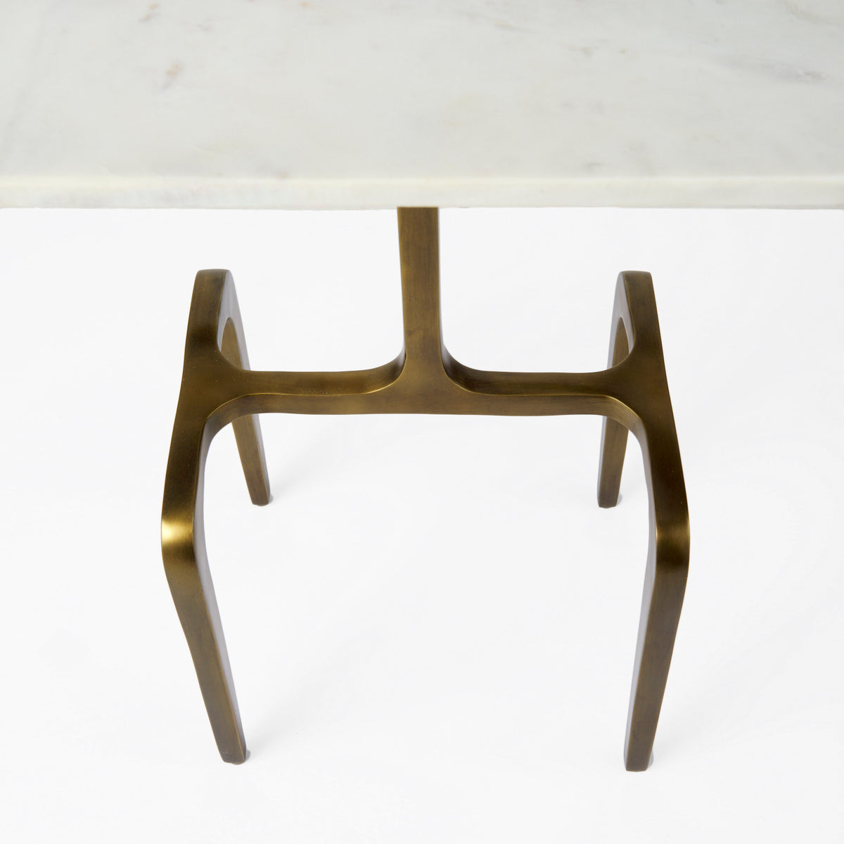Preston White Marble Top with Gold Metal Accent Table