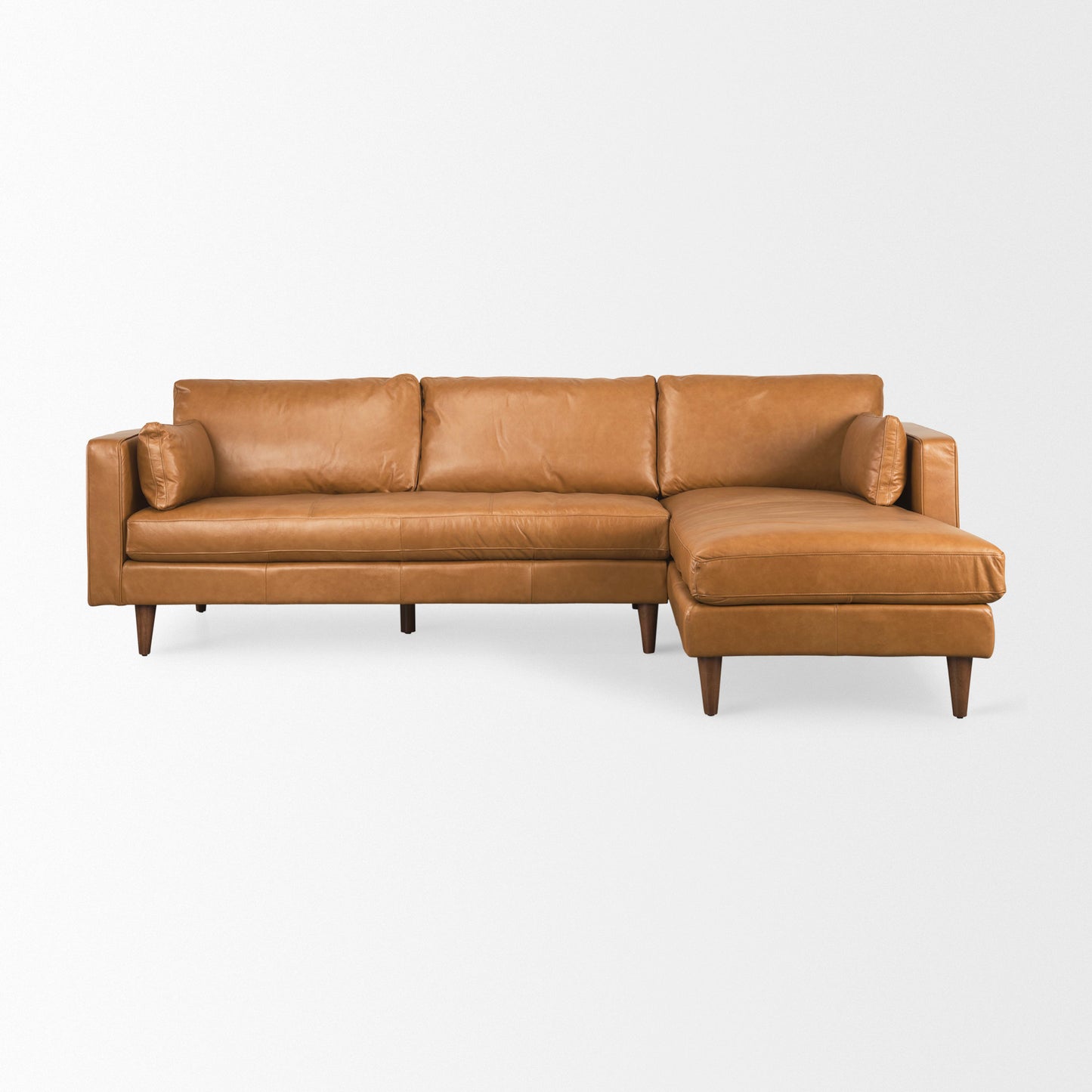 Elton Tan Leather Right Chaise Sectional - Modern and Comfortable Living Room Seating