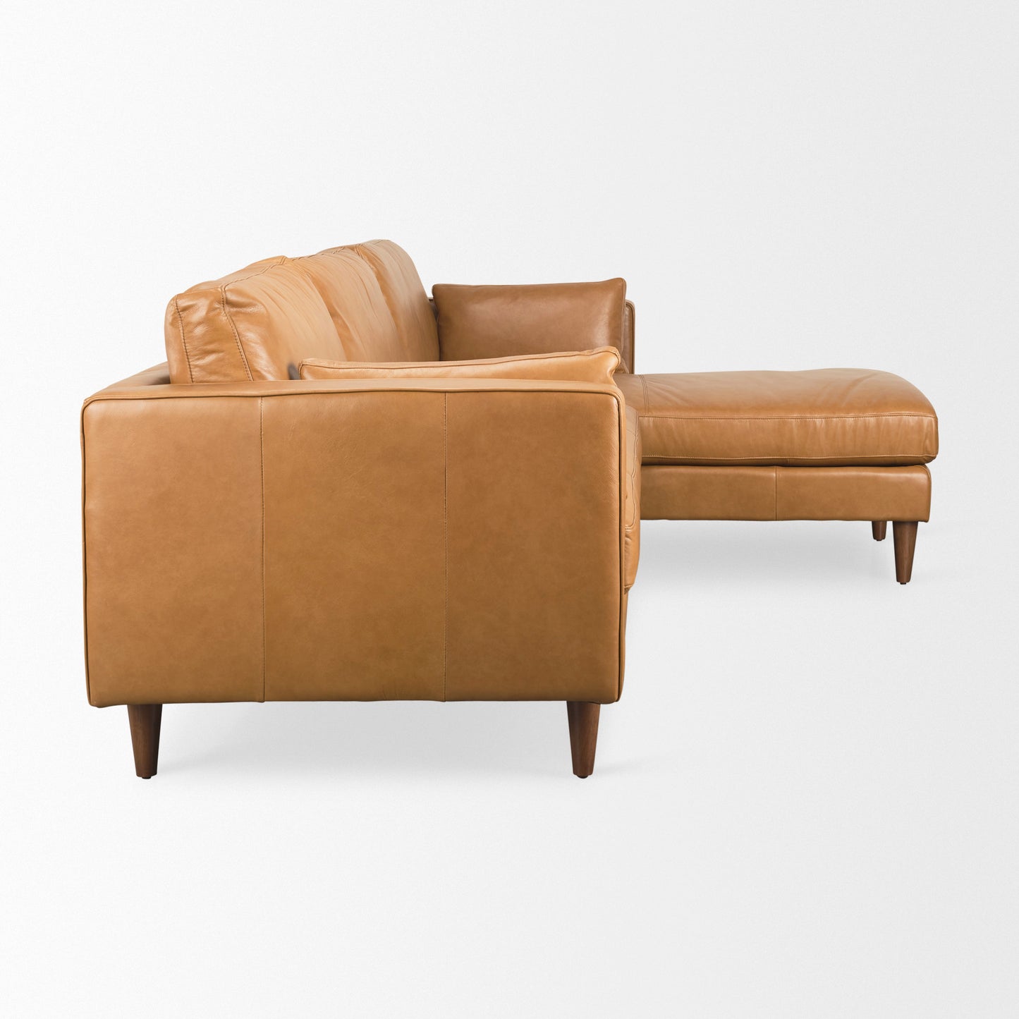 Elton Tan Leather Right Chaise Sectional - Modern and Comfortable Living Room Seating