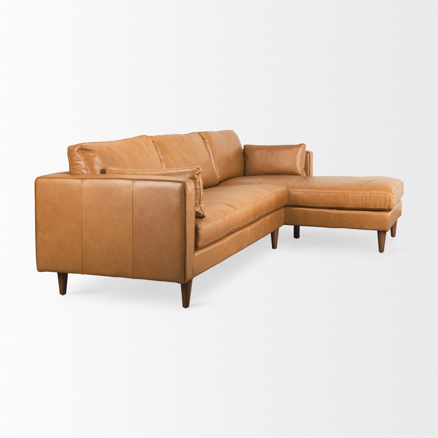 Elton Tan Leather Right Chaise Sectional - Modern and Comfortable Living Room Seating