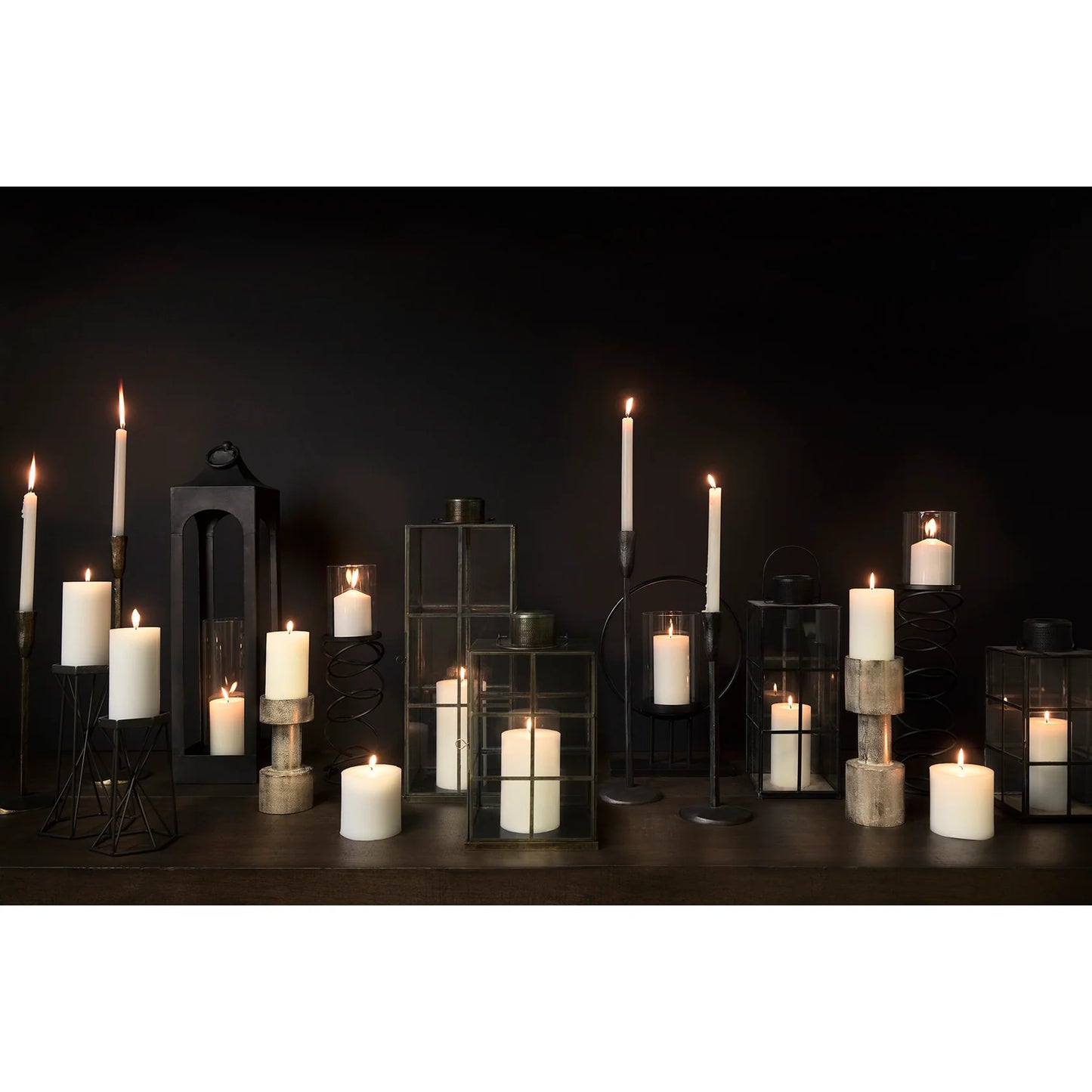 Omega Large Black Metal Stacked Ring Candle Holder with Glass Votive - Elegant Home Decor Accent