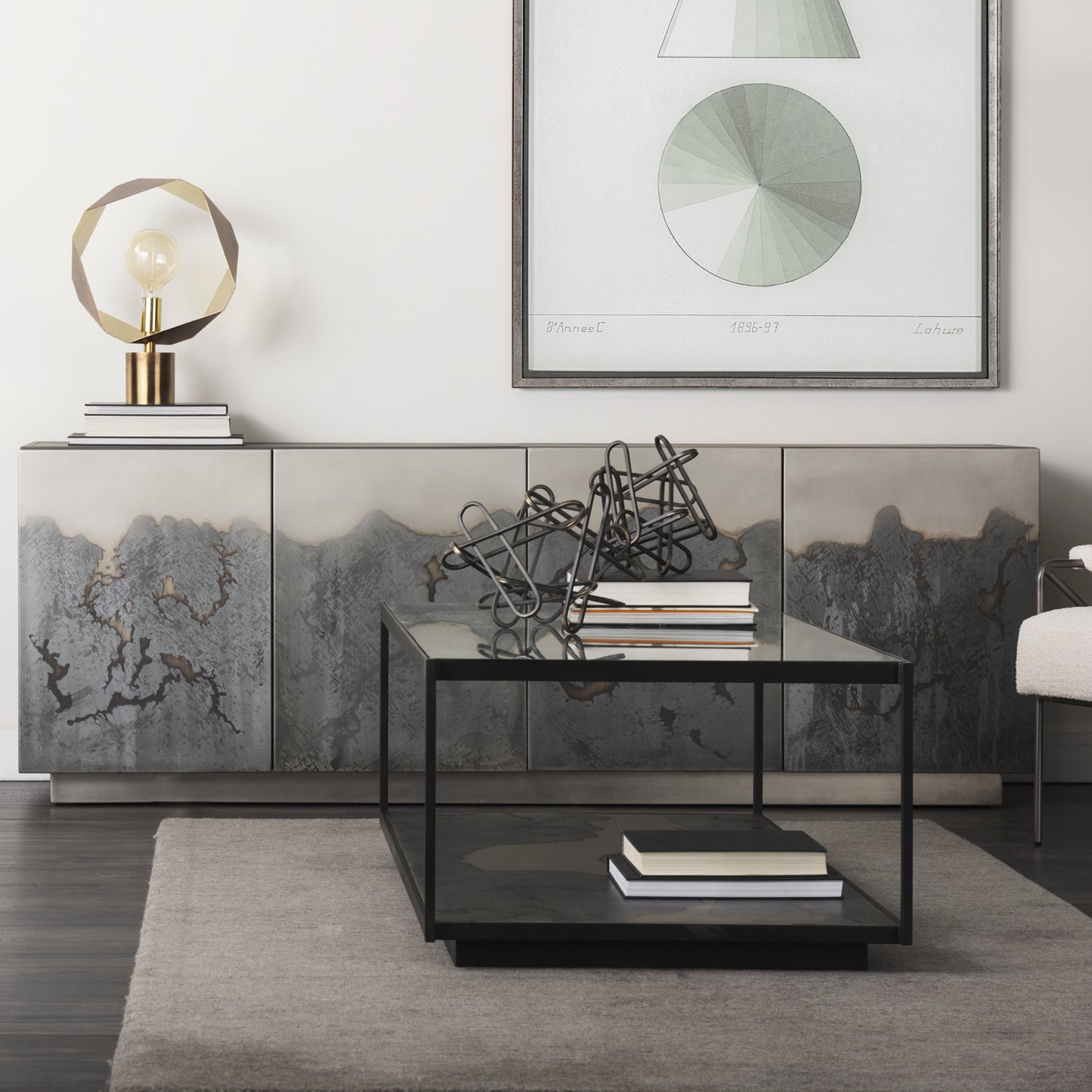 Roxdale Acid Wash Metal Sideboard for a Unique and Industrial-Inspired Storage Solution