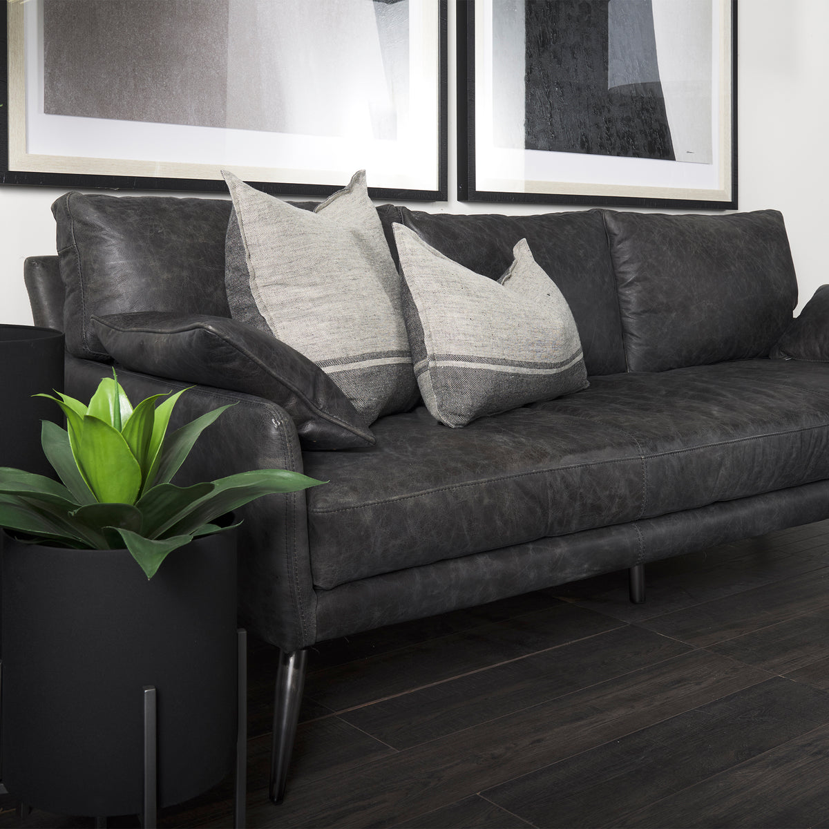 Cochrane Brown Leather Three Seater Sofa