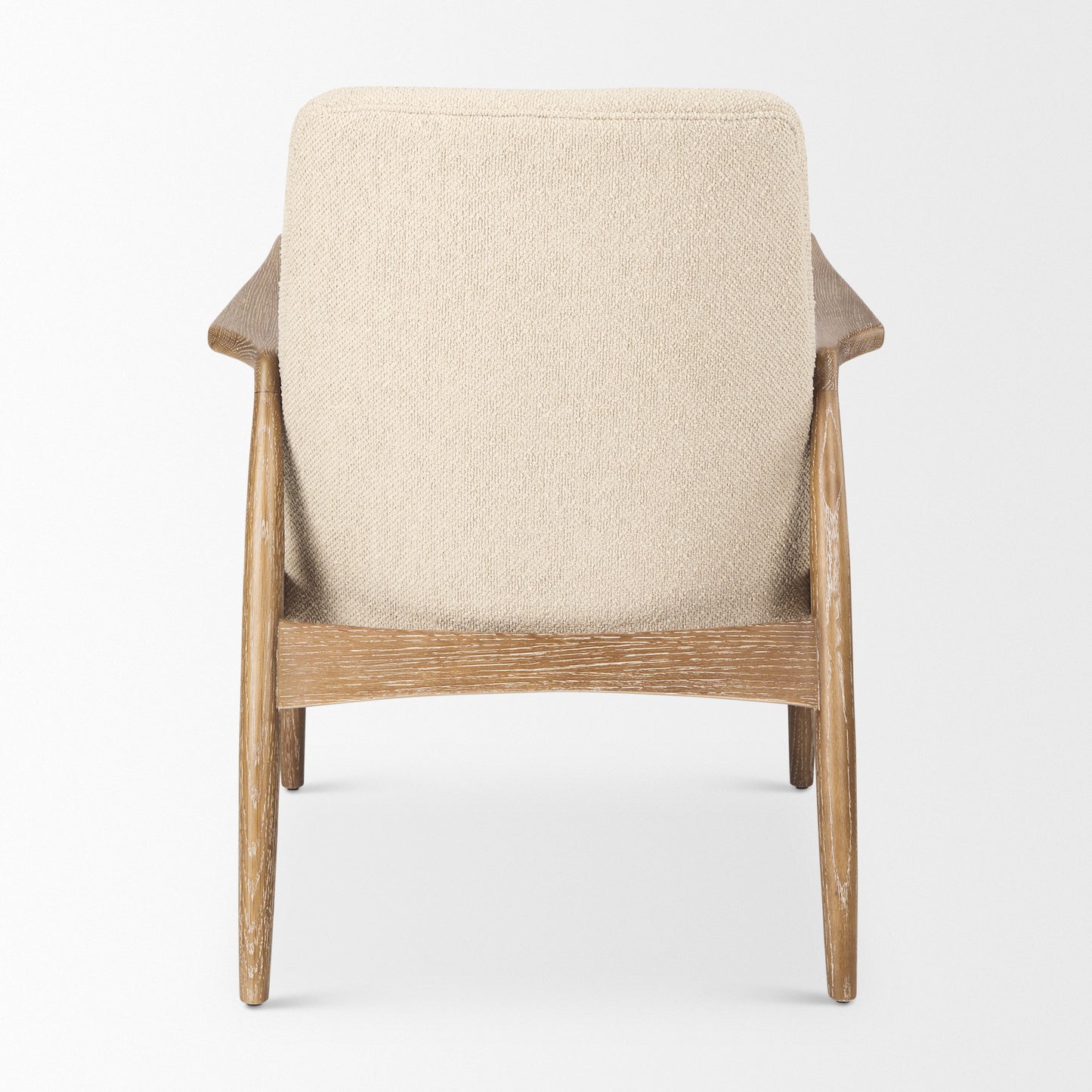 Westan Cream Bouclé Fabric with Light Brown Wood Accent Chair - Stylish and Cozy Home Seating