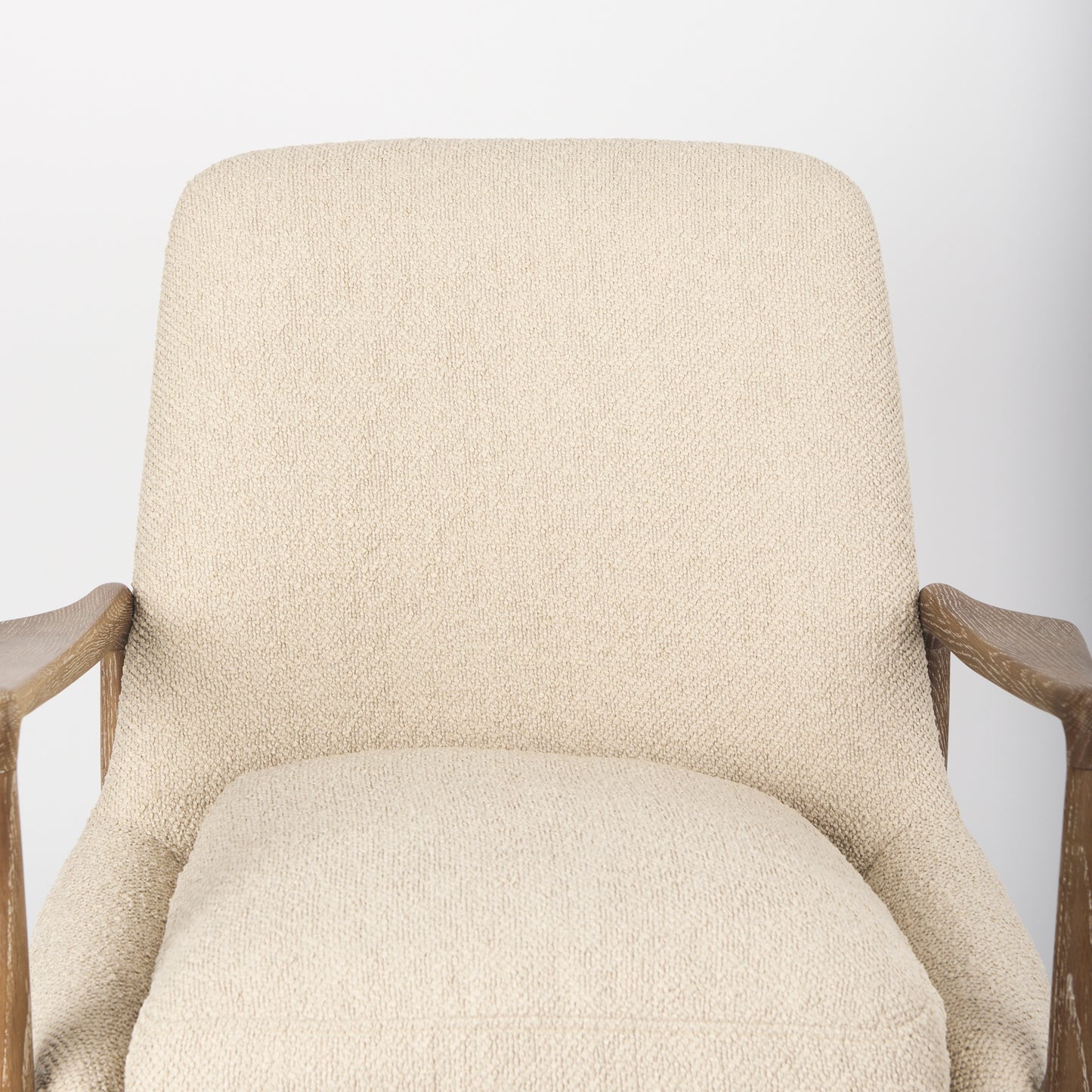 Westan Cream Bouclé Fabric with Light Brown Wood Accent Chair - Stylish and Cozy Home Seating