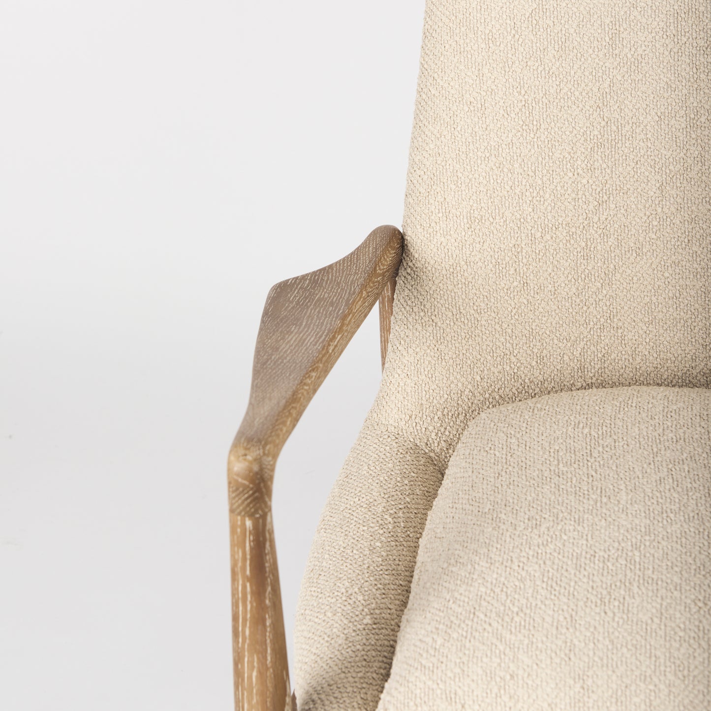 Westan Cream Bouclé Fabric with Light Brown Wood Accent Chair - Stylish and Cozy Home Seating