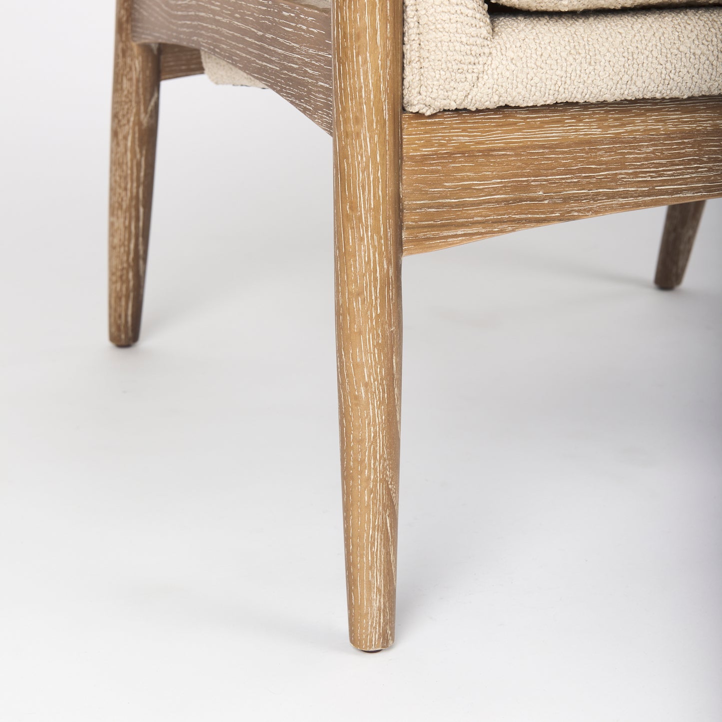 Westan Cream Bouclé Fabric with Light Brown Wood Accent Chair - Stylish and Cozy Home Seating