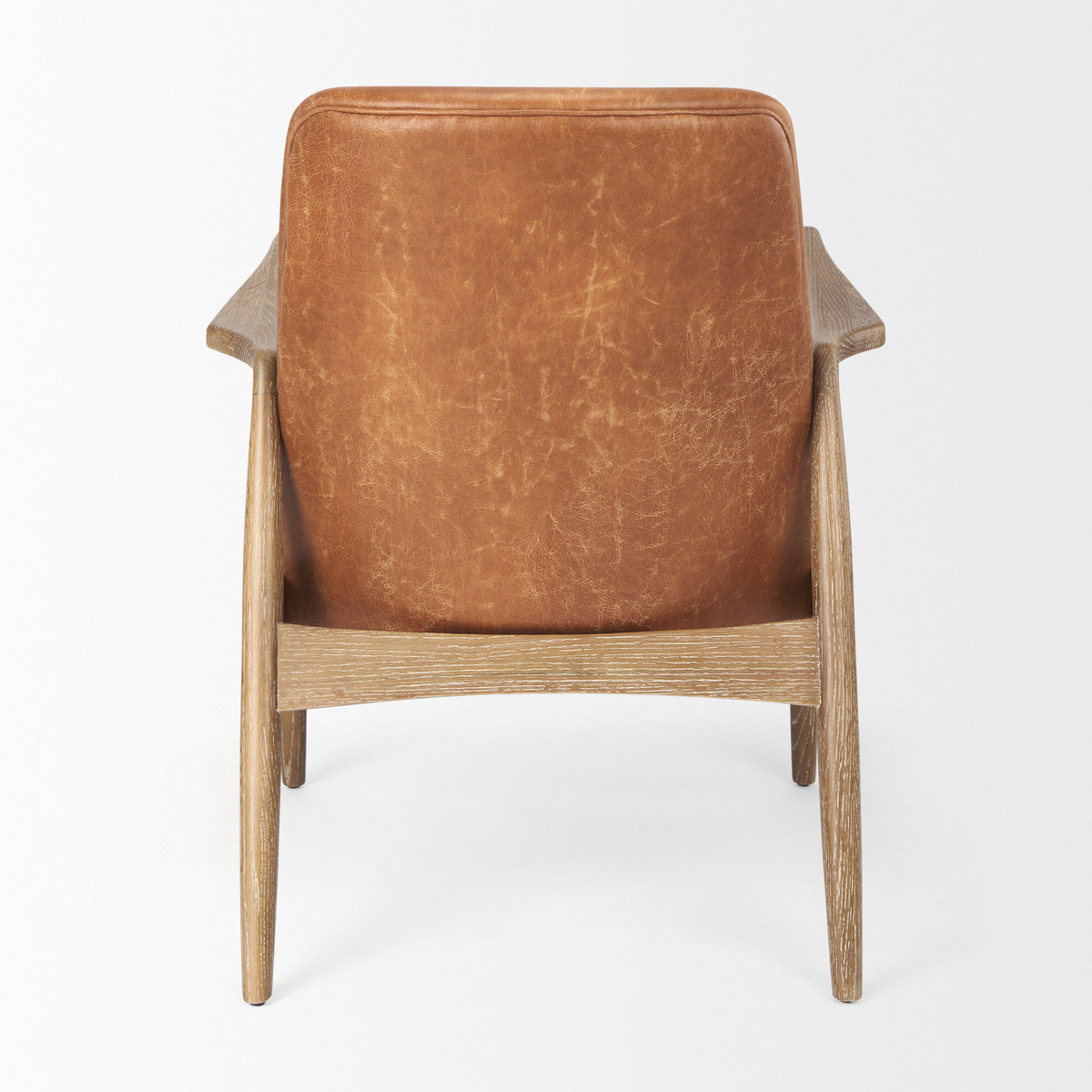 Westan Cognac Faux Leather W/Medium Brown Wood Accent Chair
