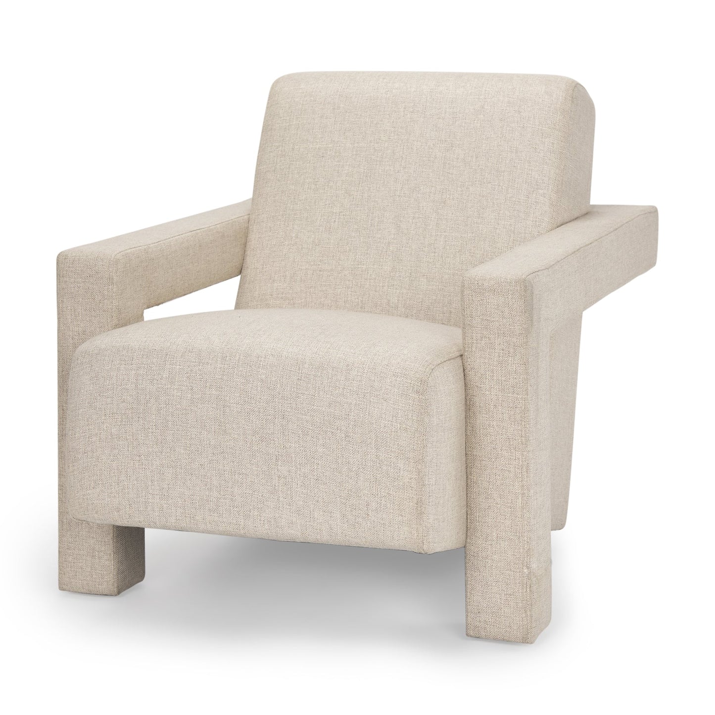 Sovereign Accent Chair: Elegant Hardwood Frame with Plush Cream Upholstery and Brown Wood, Offering Luxurious Comfort