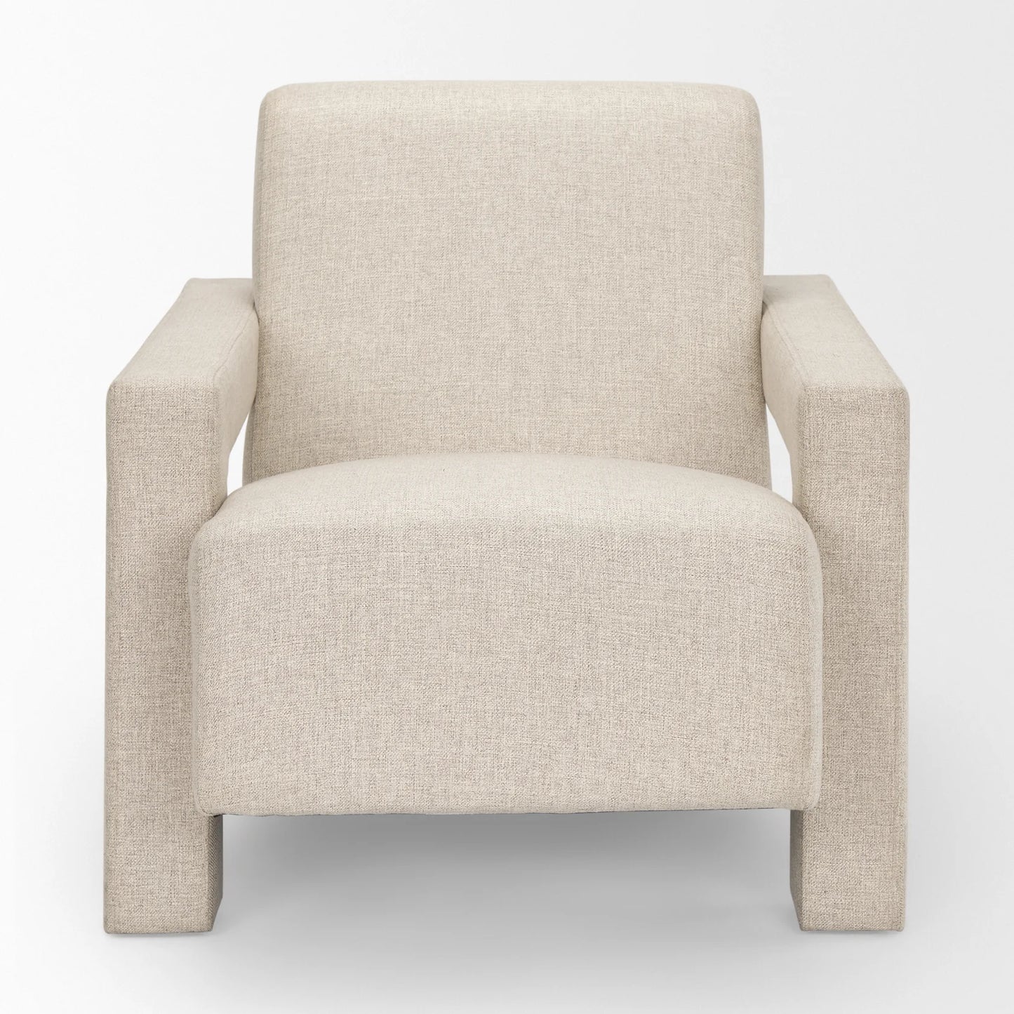 Sovereign Accent Chair: Elegant Hardwood Frame with Plush Cream Upholstery and Brown Wood, Offering Luxurious Comfort