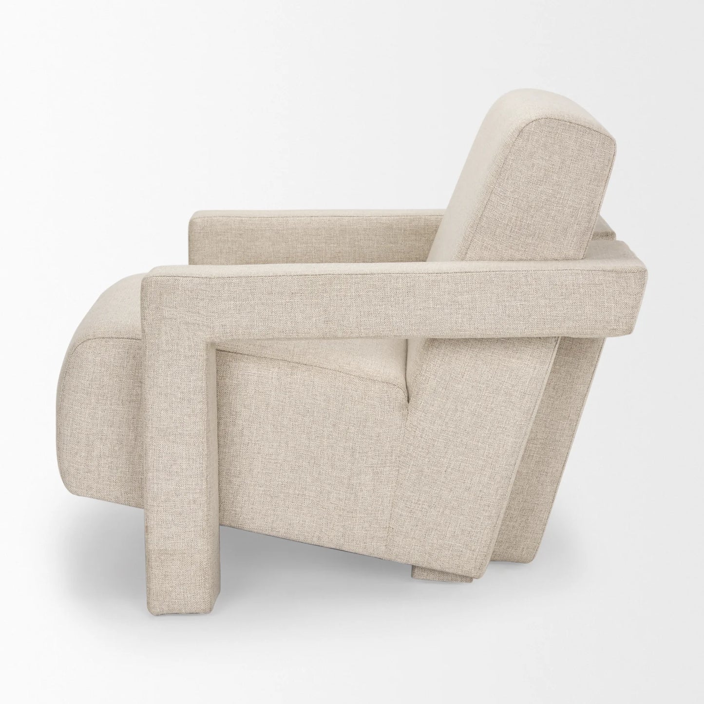 Sovereign Accent Chair: Elegant Hardwood Frame with Plush Cream Upholstery and Brown Wood, Offering Luxurious Comfort