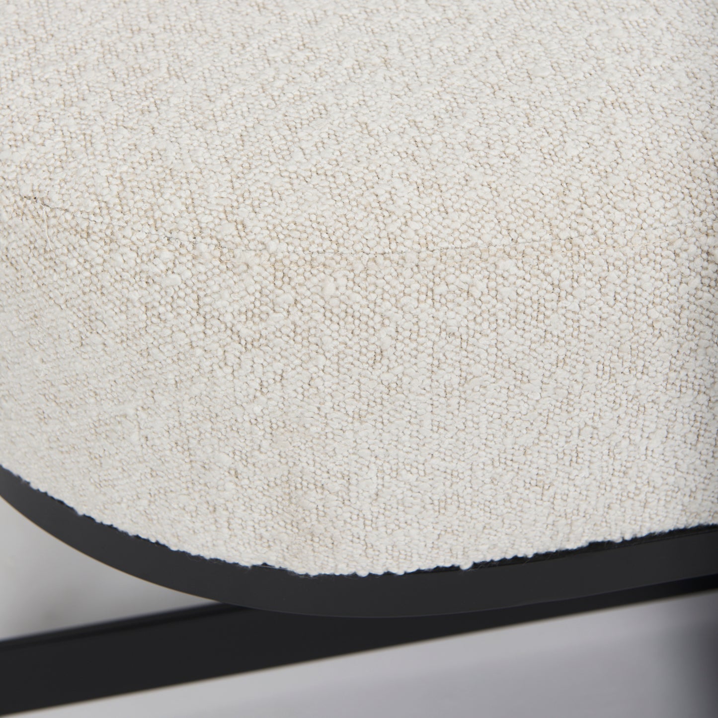 Amelia Cream Bouclé Upholstered Bench with Black Metal - Stylish and Modern Accent Seating