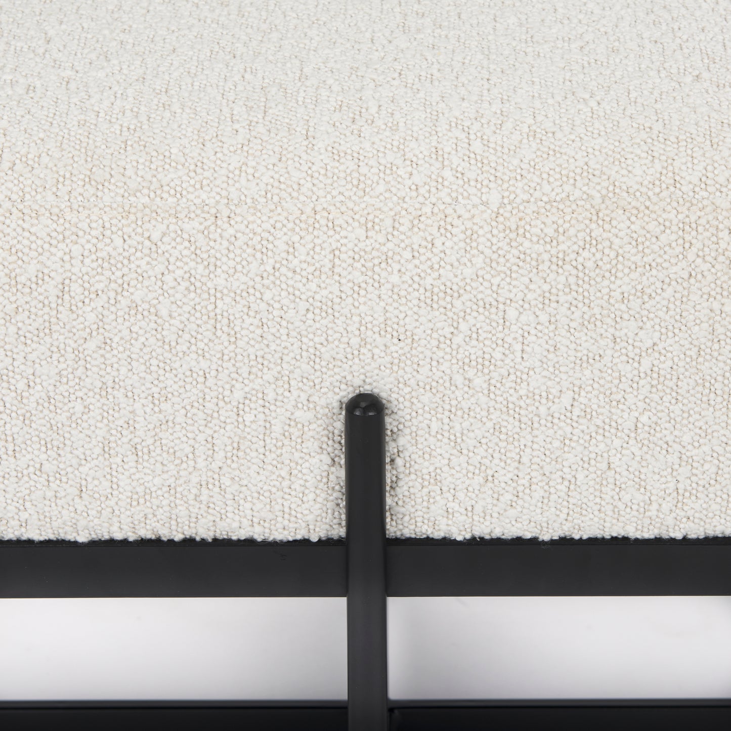 Amelia Cream Bouclé Upholstered Bench with Black Metal - Stylish and Modern Accent Seating
