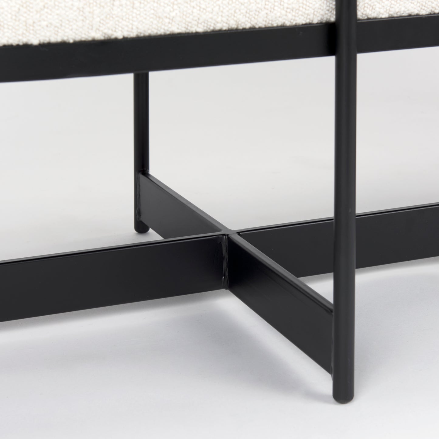 Amelia Cream Bouclé Upholstered Bench with Black Metal - Stylish and Modern Accent Seating