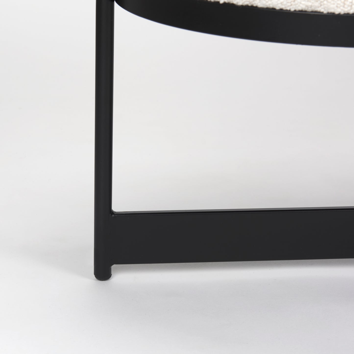 Amelia Cream Bouclé Upholstered Bench with Black Metal - Stylish and Modern Accent Seating