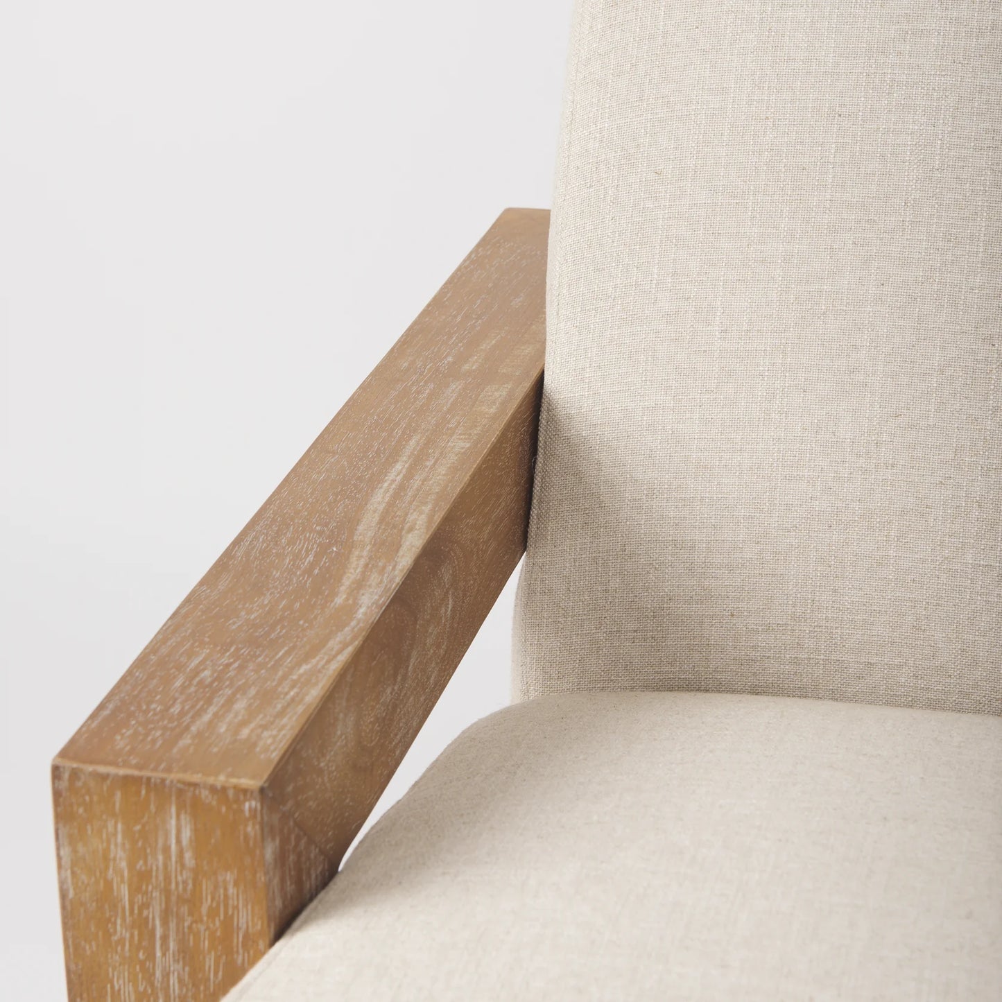 Sovereign Accent Chair: Elegant Hardwood Frame with Plush Cream Upholstery and Brown Wood, Offering Luxurious Comfort